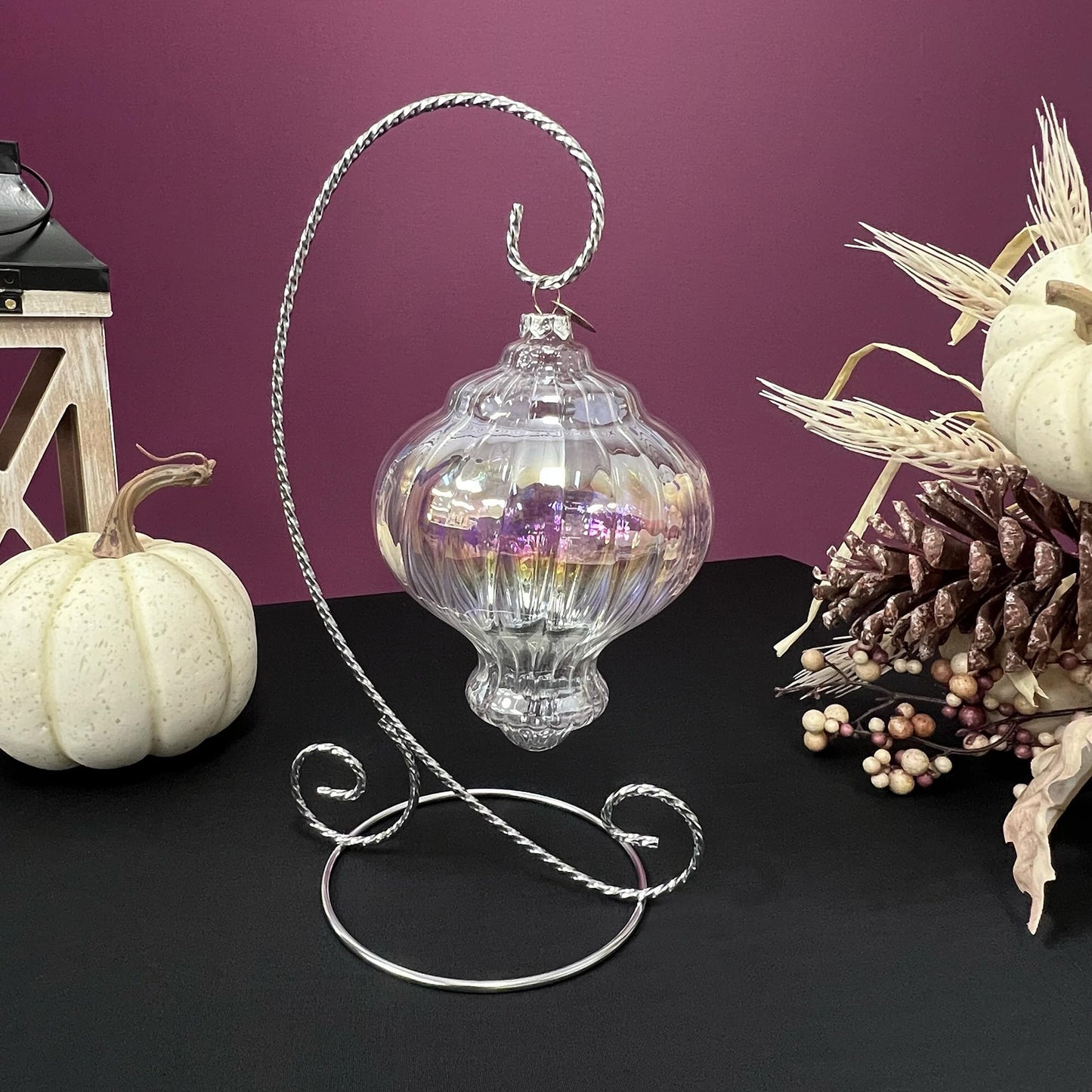 Bard's Twisted Silver Ornament Stand, Medium, 9.5" H x 5.5" W x 5.5" D