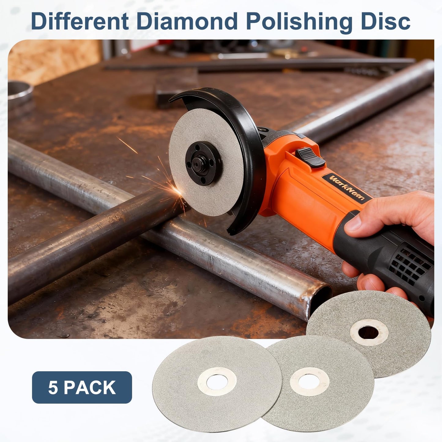 WorkBless 5PCS Diamond Flat Lap Disc Set 4" x 5/8" Arbor 80/120/240/320/600 Grit Grinding Wheel for Cutting or Sanding Stone