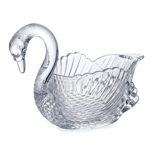 sidnheywvn 9.8'' x 5.5'' Crystal Swan Centerpiece Bowl,Swan Planter Decorative Crystal Bowl for Table Centerpiece, Fruit Candy Dish and Home Swan Decor