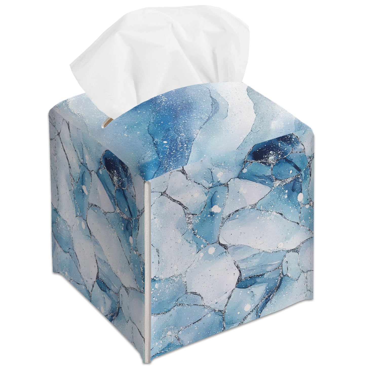 Blue Marble Textures Decorative Square Leather Tissue Box Cover - Tissue Holder Gifts for Women and Friends on Birthday Housewarming Home Decor Decorative for Bathroom Kitchen Office Car - A07