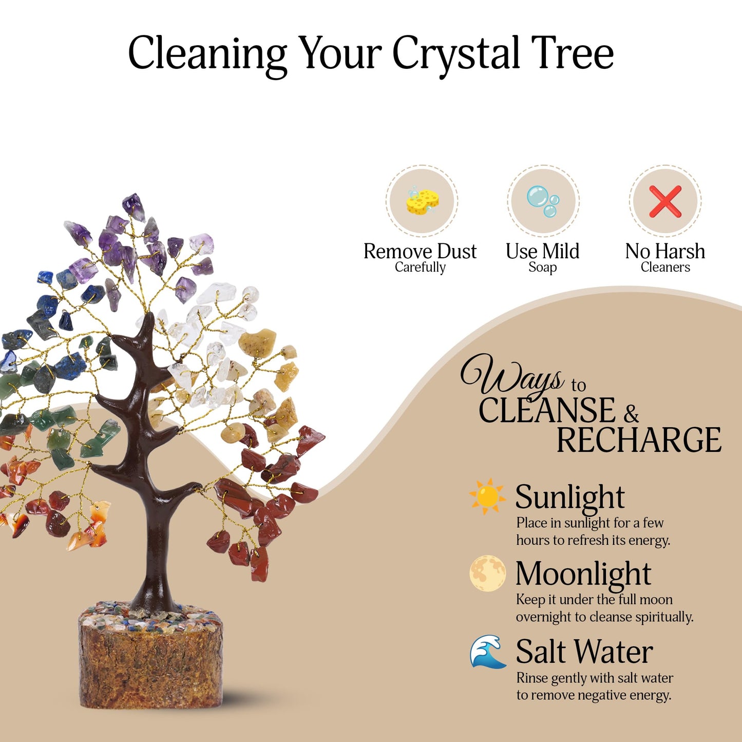 YATSKIA 7 Chakra Tree of Life, Gemstone Tree, Birthday Gifts for Women, Crystal Home Decor, Healing Crystals Room Decor, Ornaments for Living Room, Crystal Gifts for Women, Good Luck Gifts