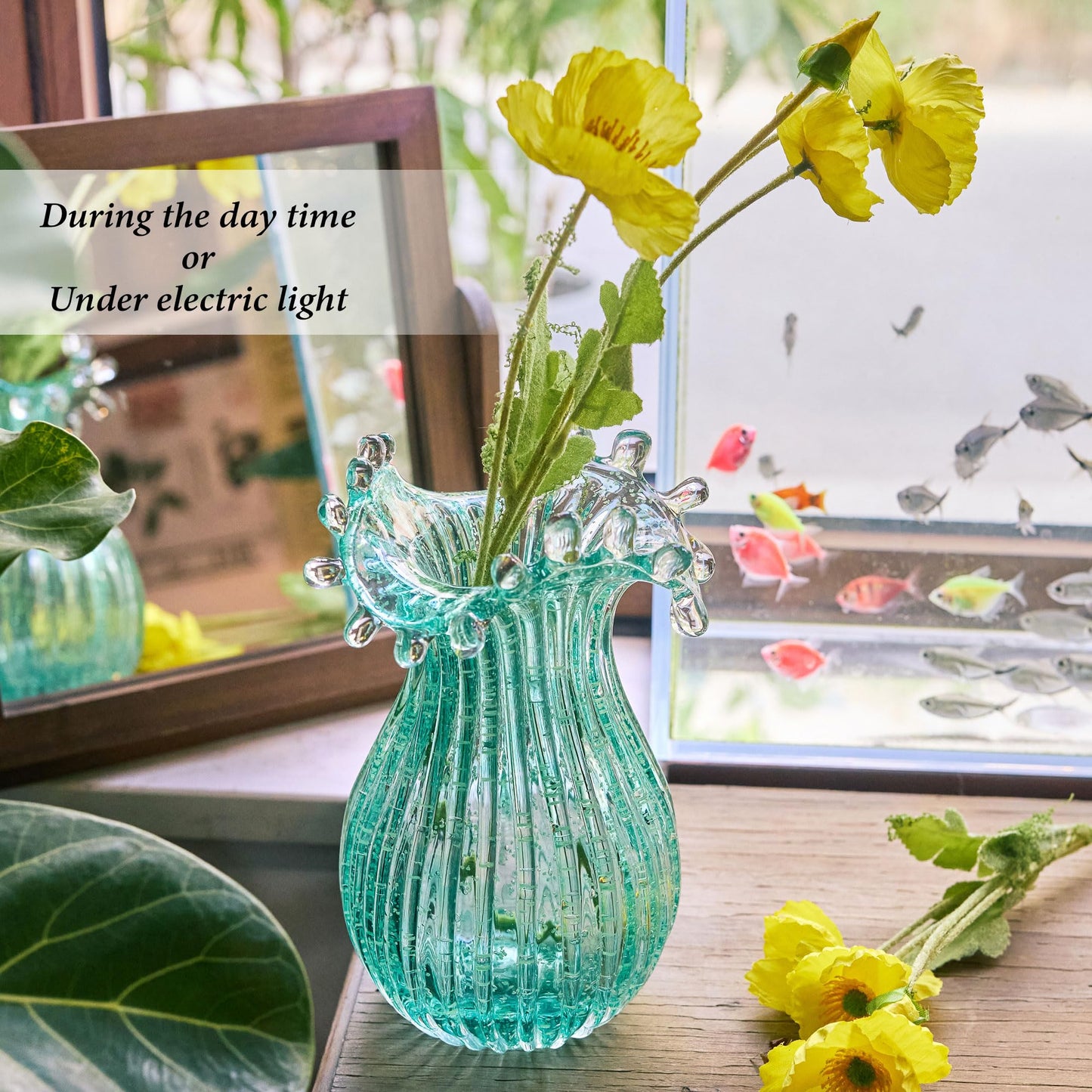Hand Blown Glass Vase for Flowers Crystal Vases for Bouquet Home Decor Decorative Centerpieces Unique Gift for Christmas Valentines Day Birthday Housewarming Mothers Day
