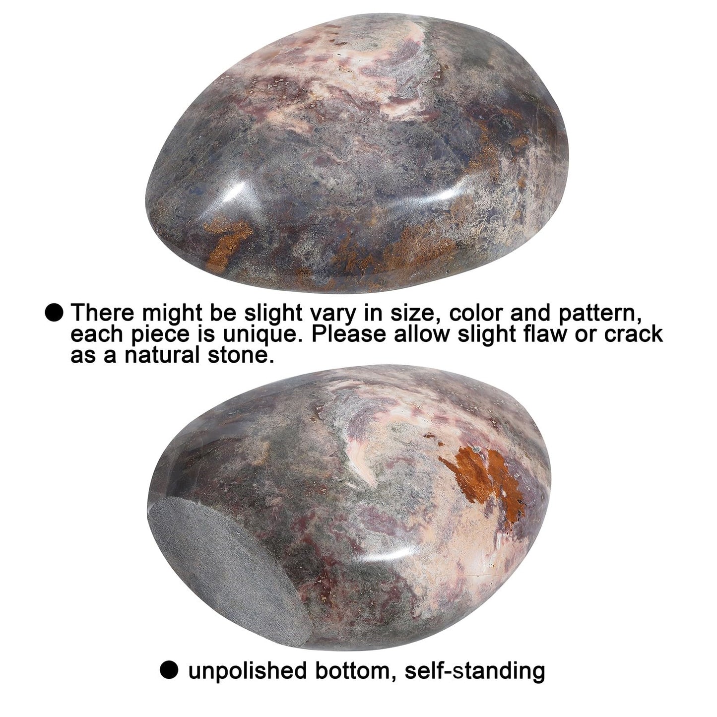 Sportmusies Natural Ocean Jasper Stone Self-Standing Centerpiece Desk Table Home Decoration, Irregular-Shaped Crystal Mineral Specimen Collection Meditation Reiki, 4.92-6.88 inches