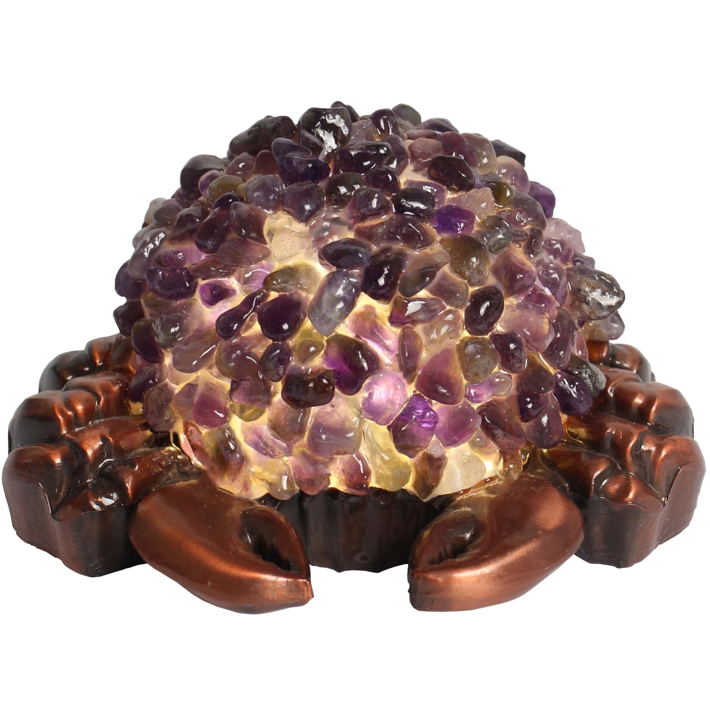 Youhot Handcrafted Amethyst Crystal Crab Table lamp, USB Powered, 3 Light Modes, Purple Shell Design, Healing Stone Decor for Home, Office (Amethyst)