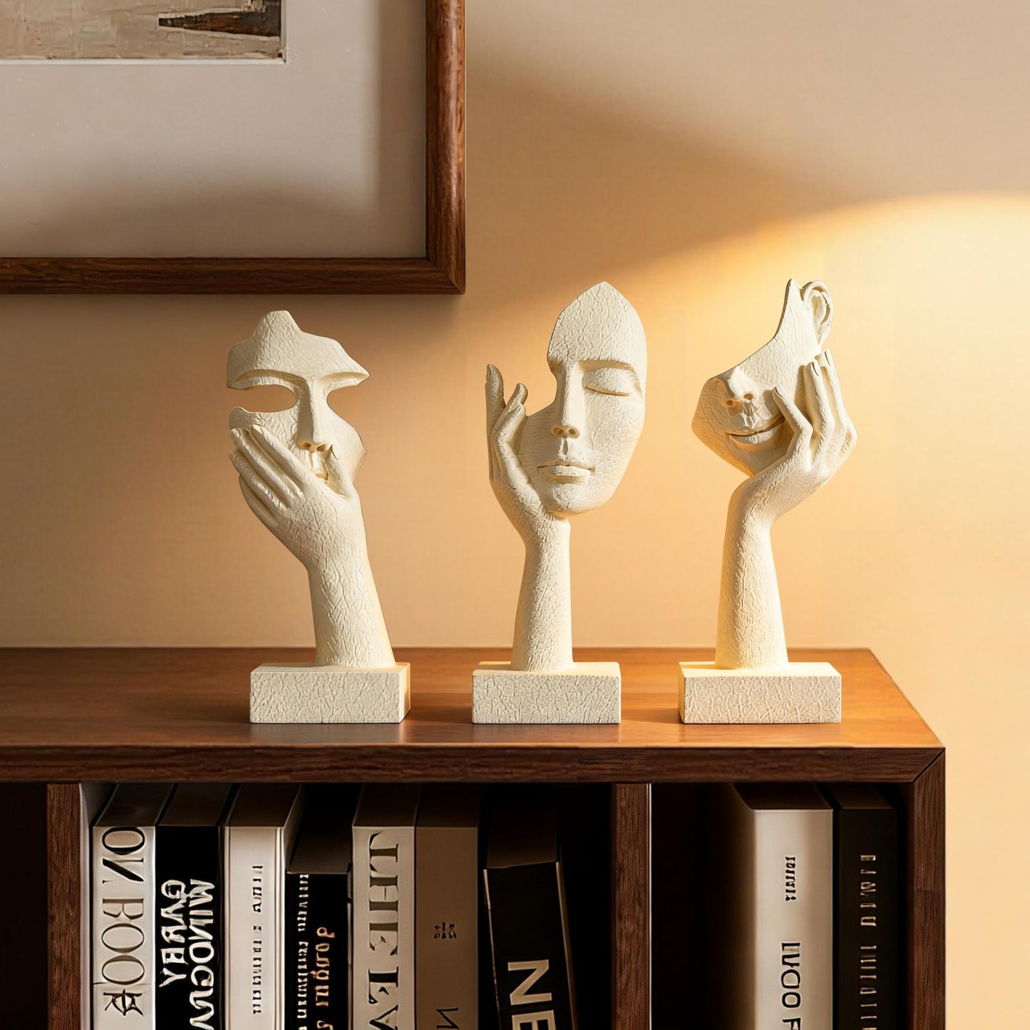 Aris & Juno 3 Pcs Thinker Statue Set - Abstract Sculpture Home Decor for Living Room, Office Desktop, and Room Decor - Adorable Resin Figurines for Shelves, Coffee Tables and TV Stand, Gift for Women