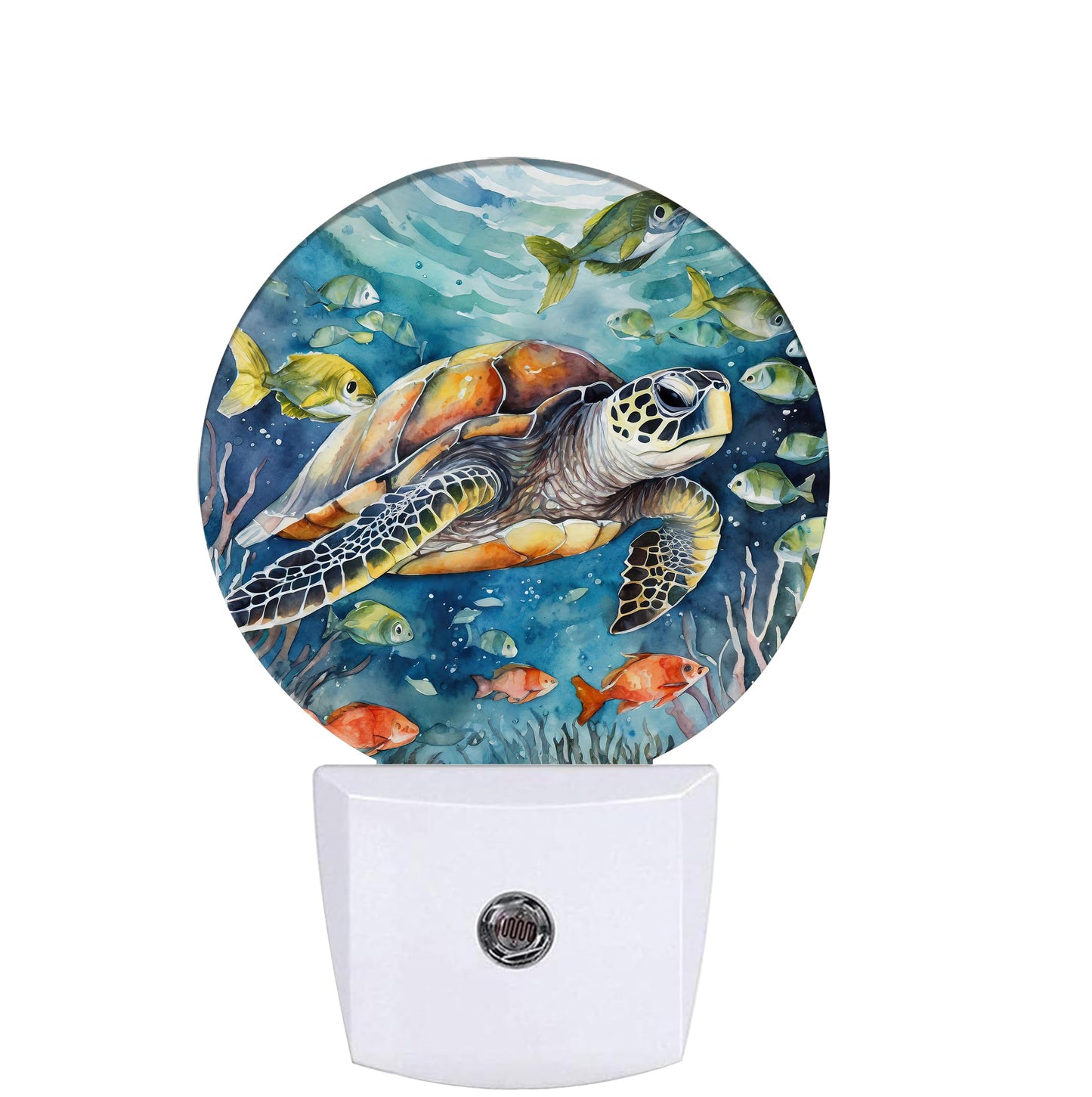 COSHARKLY Sea Turtle Night Light,Underwater World Night Lights Plug into Wall for Kitchens Toilets Bedroom Decorative Half Round Nightlight Led Lamp 0.5W Sleep Friendly
