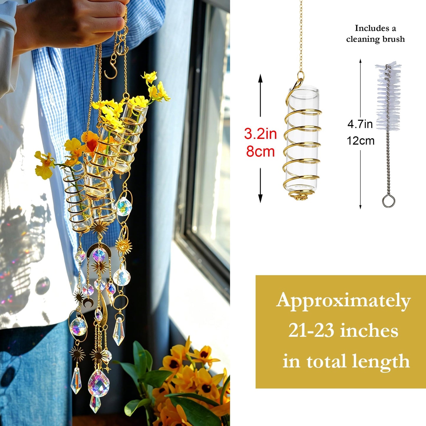 KRISININE 6pcs Plant Propagation Station Hanging Window Plant Propagator Stations Suncatcher with Chain Pendant Ornament Balls