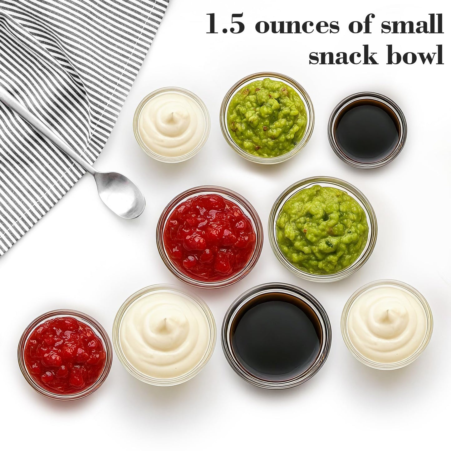 CAOXIAOXUYAO 12-Piece Mini Glass Prep Bowls Set - 4x 1.5 oz, 4x 2.5 oz, 4x 4.5 oz Small Nesting Mixing Bowls for Kitchen, Food Prep, Spices, Sauces & Snacks
