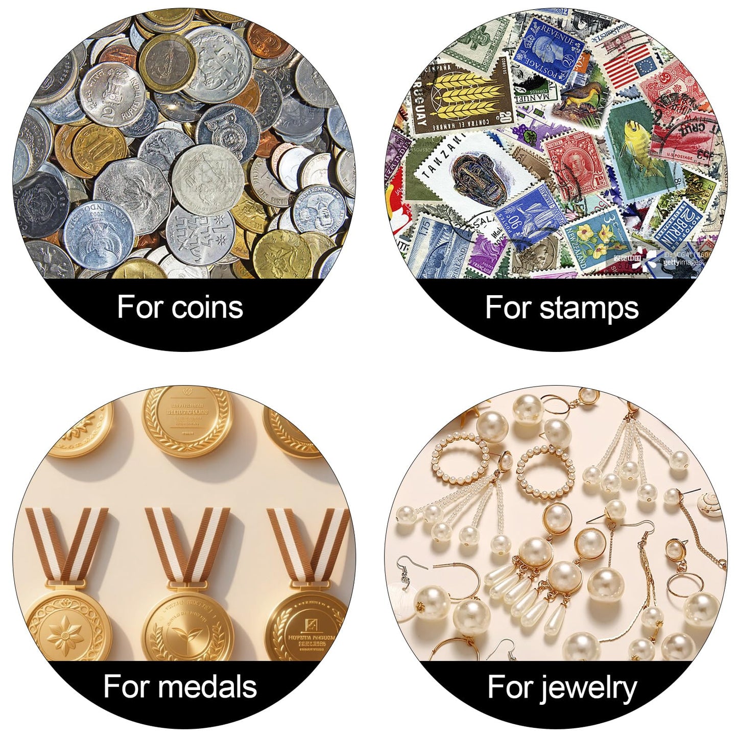 60 Pcs 3D Floating Display Case, 3.5 x 3.5 x 0.8 Inch Clear Coin Frame Holder Stands for Antique Challenge Coins, Jewelry, Shells, Gems, Minerals, Rocks, Specimens, Pins, Medals (Black & White)