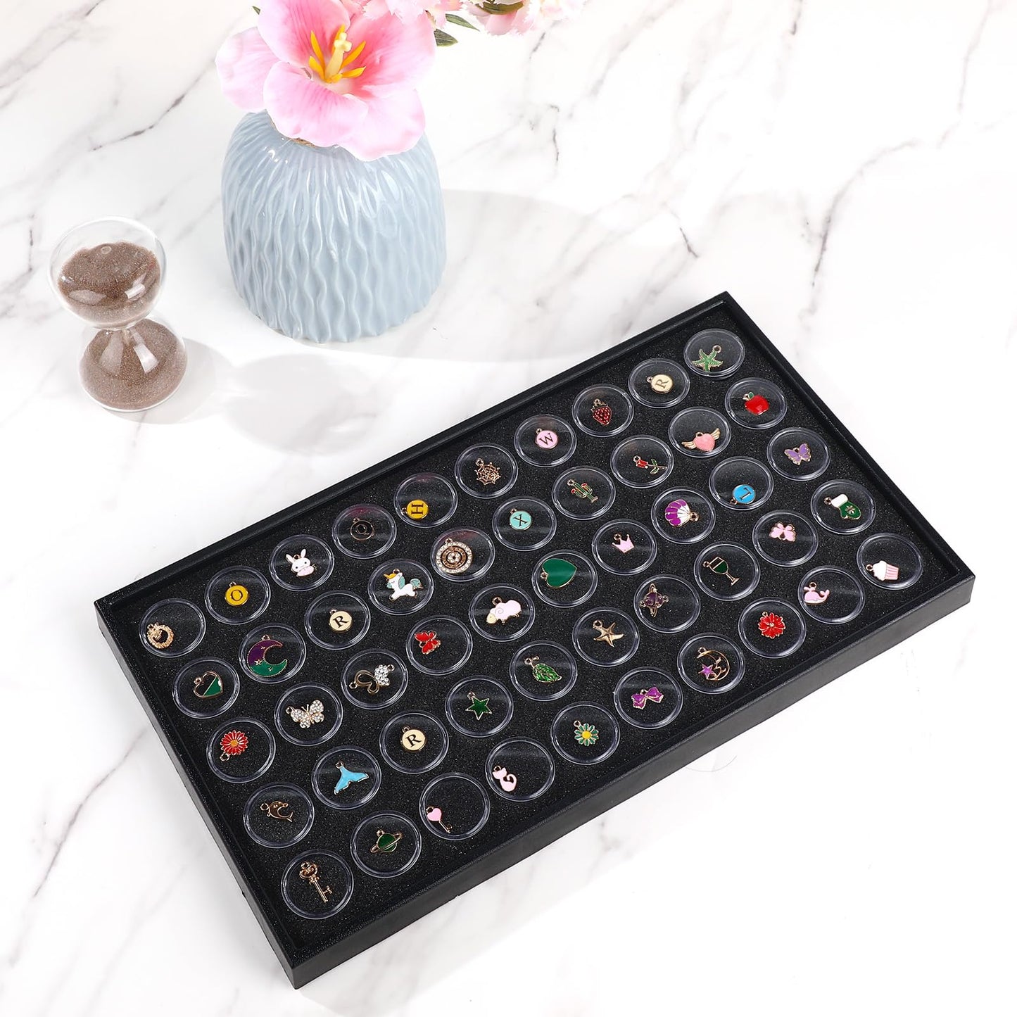 Geelin 3 Pcs Gem Display 150 Case Gem Jars Small Size 14.7" x 8.1" x 0.98" Black Tray Foam Sheet Gemstones Storage Jars with Lids Insert Trays for Collectibles Jewelry Coins and Gemstone Storage