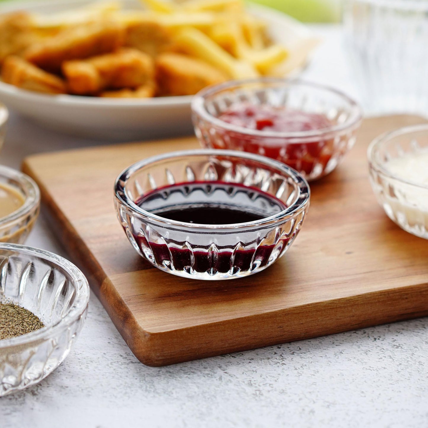Set of 6 Mini Glass Bowls, 2 OZ Round Prep Bowl, Small Dipping Bowls