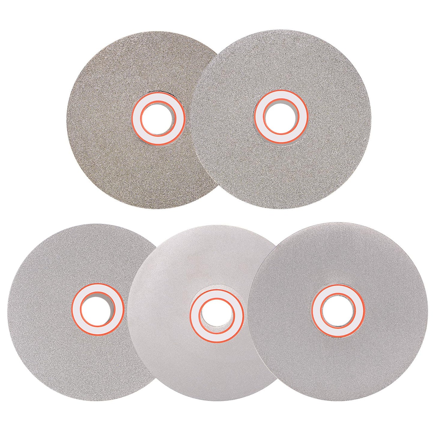 HARFINGTON Diamond Flat Lap Disc Set 4" x 5/8" Arbor 80/120/240/320/600 Grit Abrasive Wheel Lapping for Grinding Sanding Ceramics, Glass, Stones