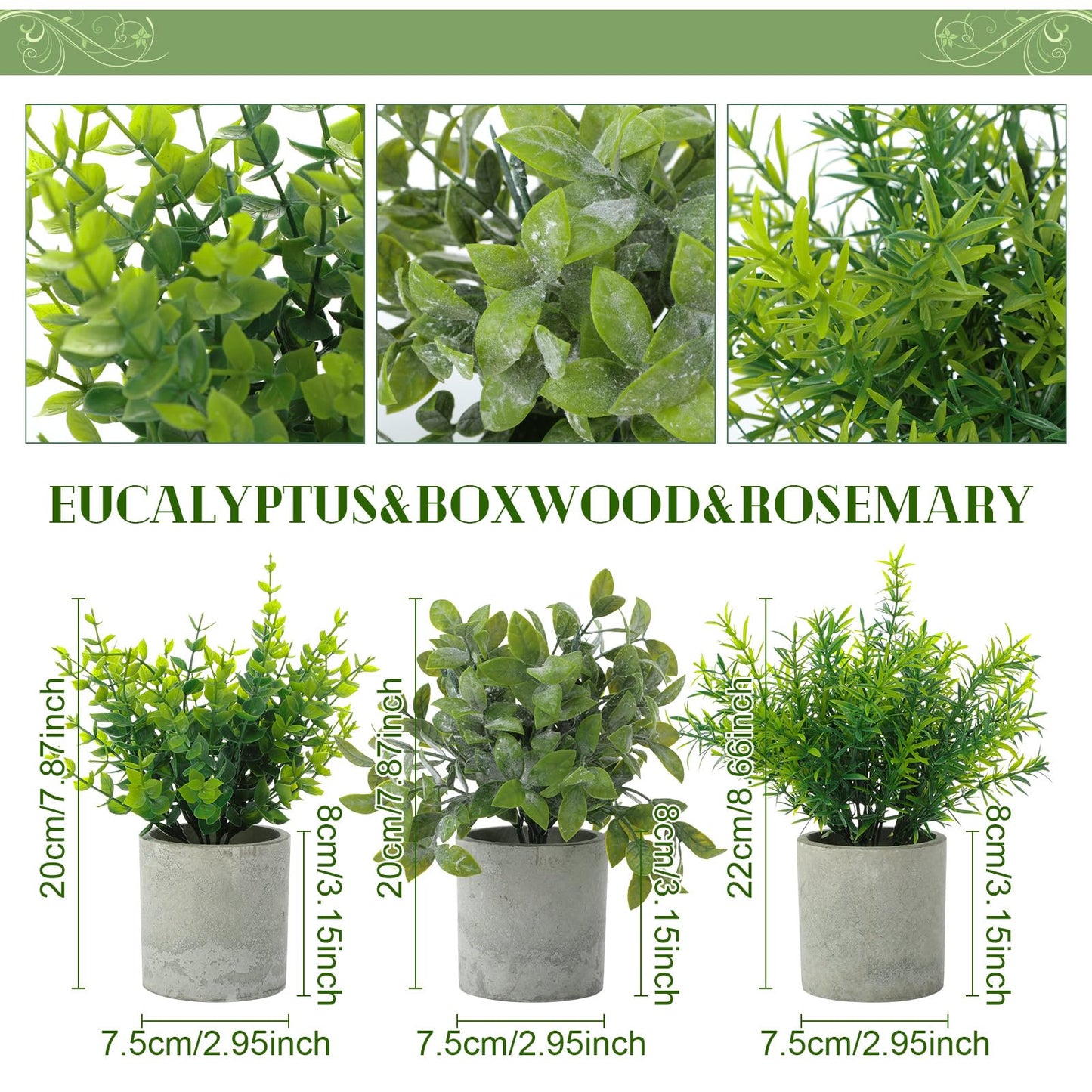 Chunful 6 Pack Small Artificial Greenery Potted Plants Indoor Mini Fake Eucalyptus Rosemary Succulents in Pulp Rustic Farmhouse Table Centerpiece for Shelf Bathroom Bedroom Kitchen Office