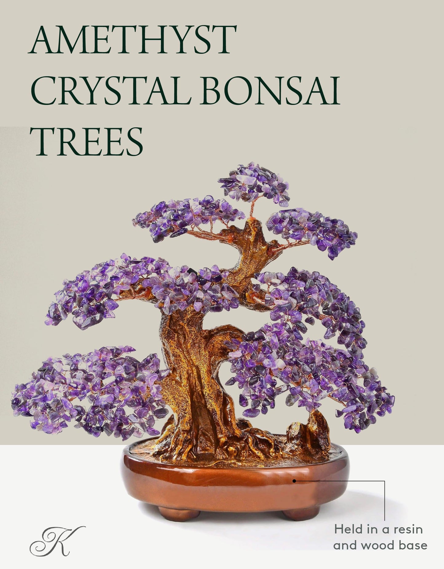 KALIFANO Natural Amethyst (1,251 Gemstone Count) Chakra Crystal Tree with Healing Properties - Bonsai Feng Shui Money Tree for Positive Energy, Luck and Wealth - 14"