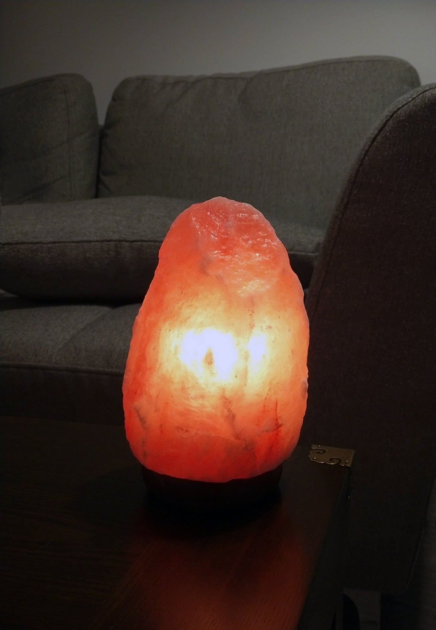 Himalayan Salt Lamp on Genuine Neem Wood Base, Natural Shape, 5-9"