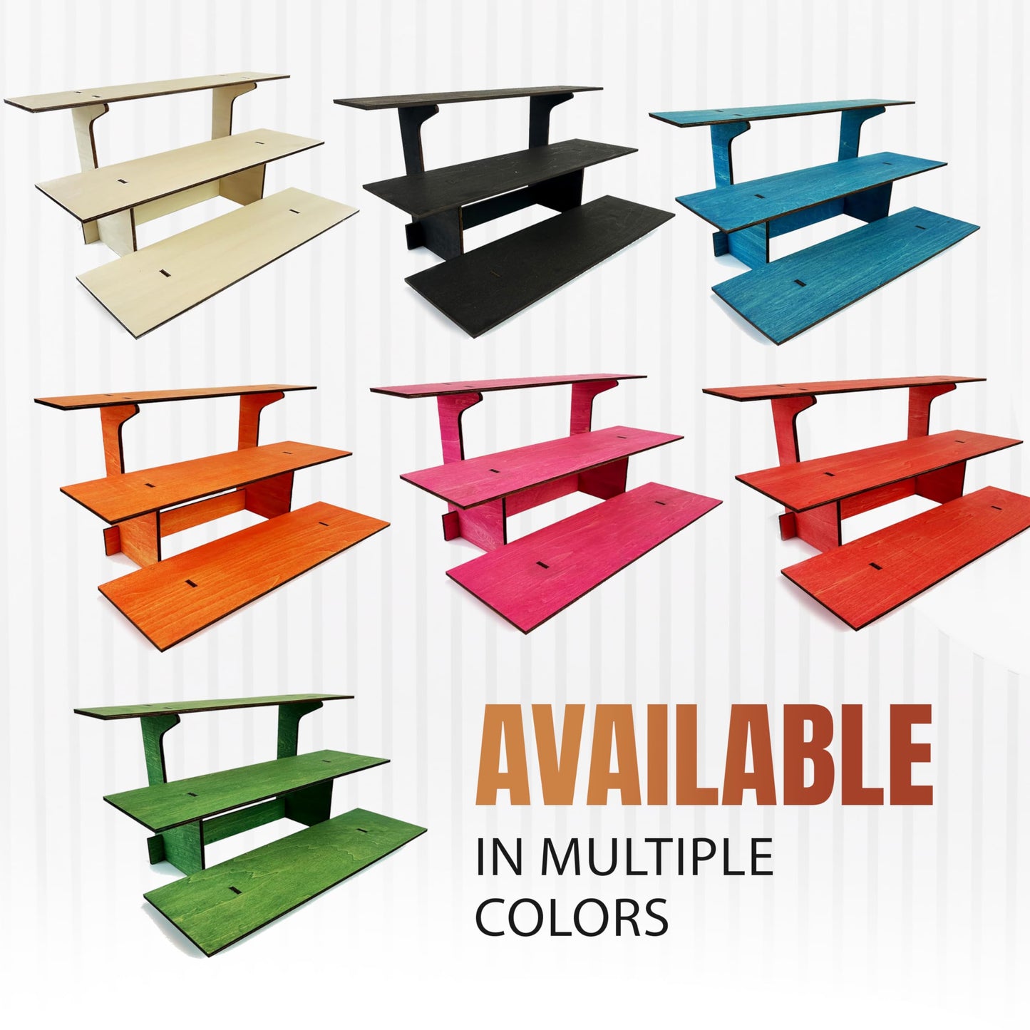 3-Tier Straight Retail Table Display Stand with Shelves for Products | 3 Step Straight Display Rack for Counter Top, Craft Shows, Farmers Market, Trade Shows, Pop ups, Soap Display, Candles (Ebony)