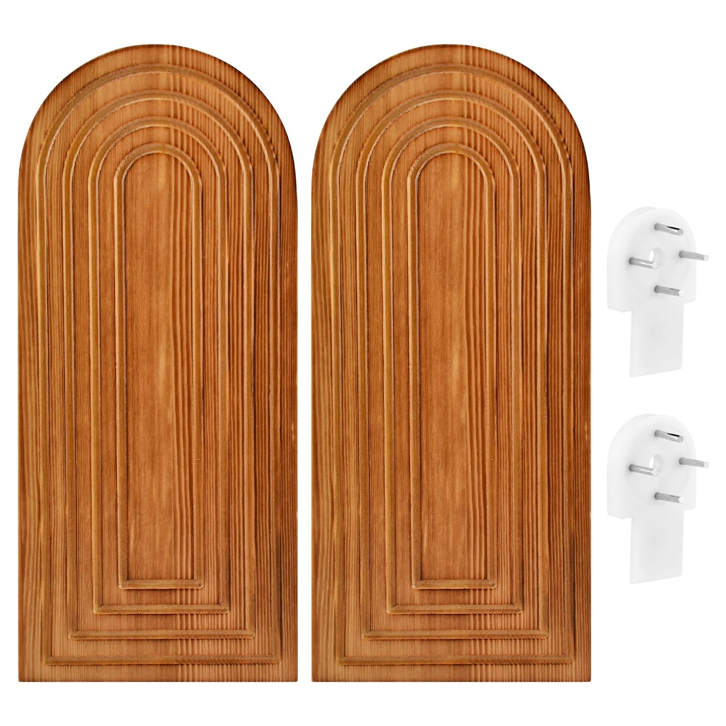 Set of 2 Wooden Wall-Mounted Vases for Dried Flowers, Boho Hanging Planters with Invisible Nails, Modern Farmhouse Home Decor for Living Room, Bedroom, Entryway, Bathroom