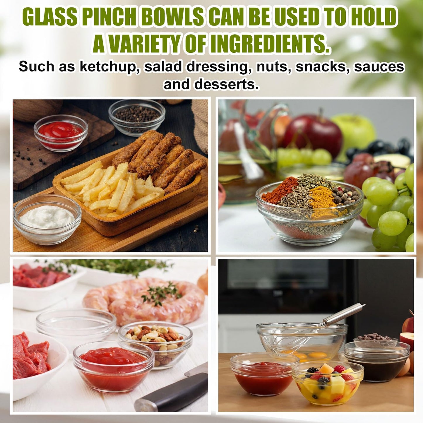 Zhehao 20 Pcs 3 Inch Small Glass Bowls 2.5oz Mini Prep Dipping Bowls Stackable Sauce & Condiment Cups Ingredient Containers for Kitchen Snacks, Spices, Meal Prep