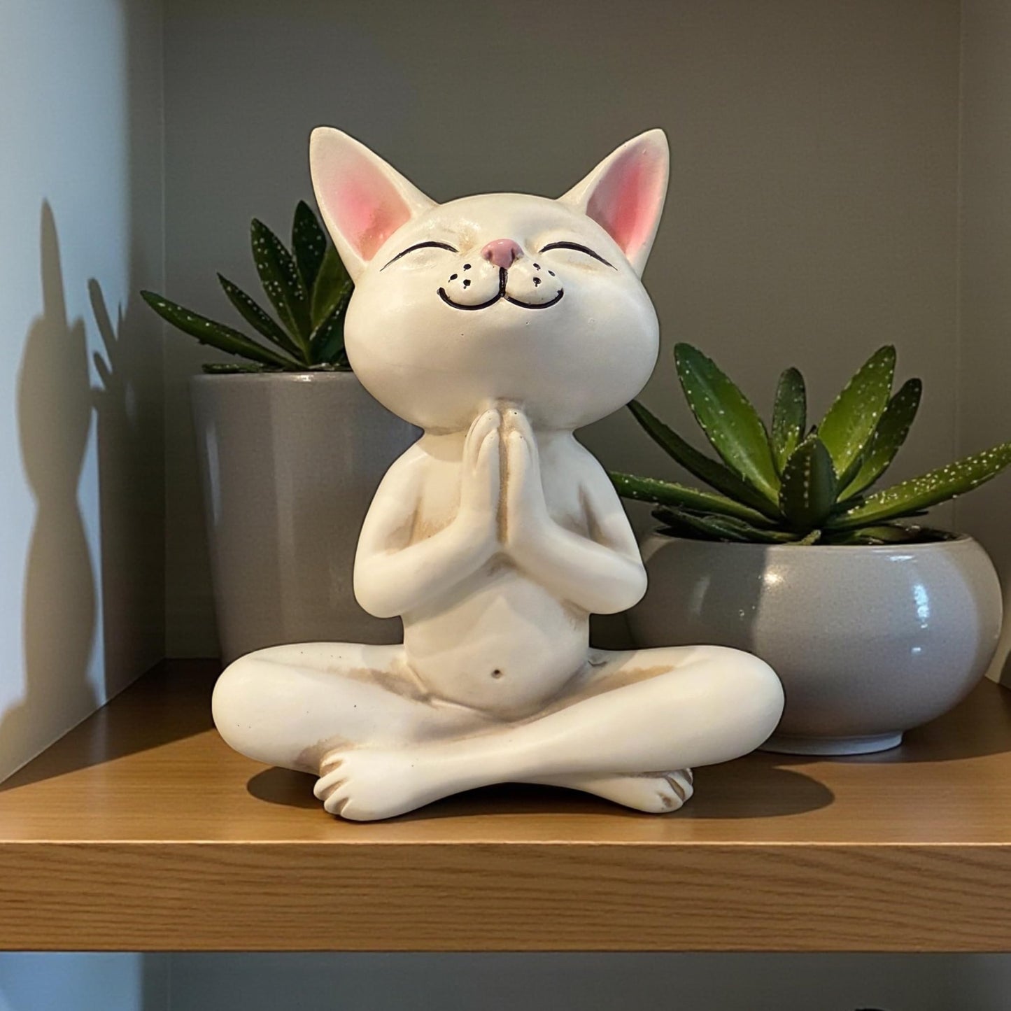 Top Brass Yoga Cat Figurine Statue – Meditating Praying Cat Desk Decor – Zen Home & Office Accent – Cute Resin Cat Sculpture for Shelf, Table or Gift – 5 Inch Mindful Cat Decor