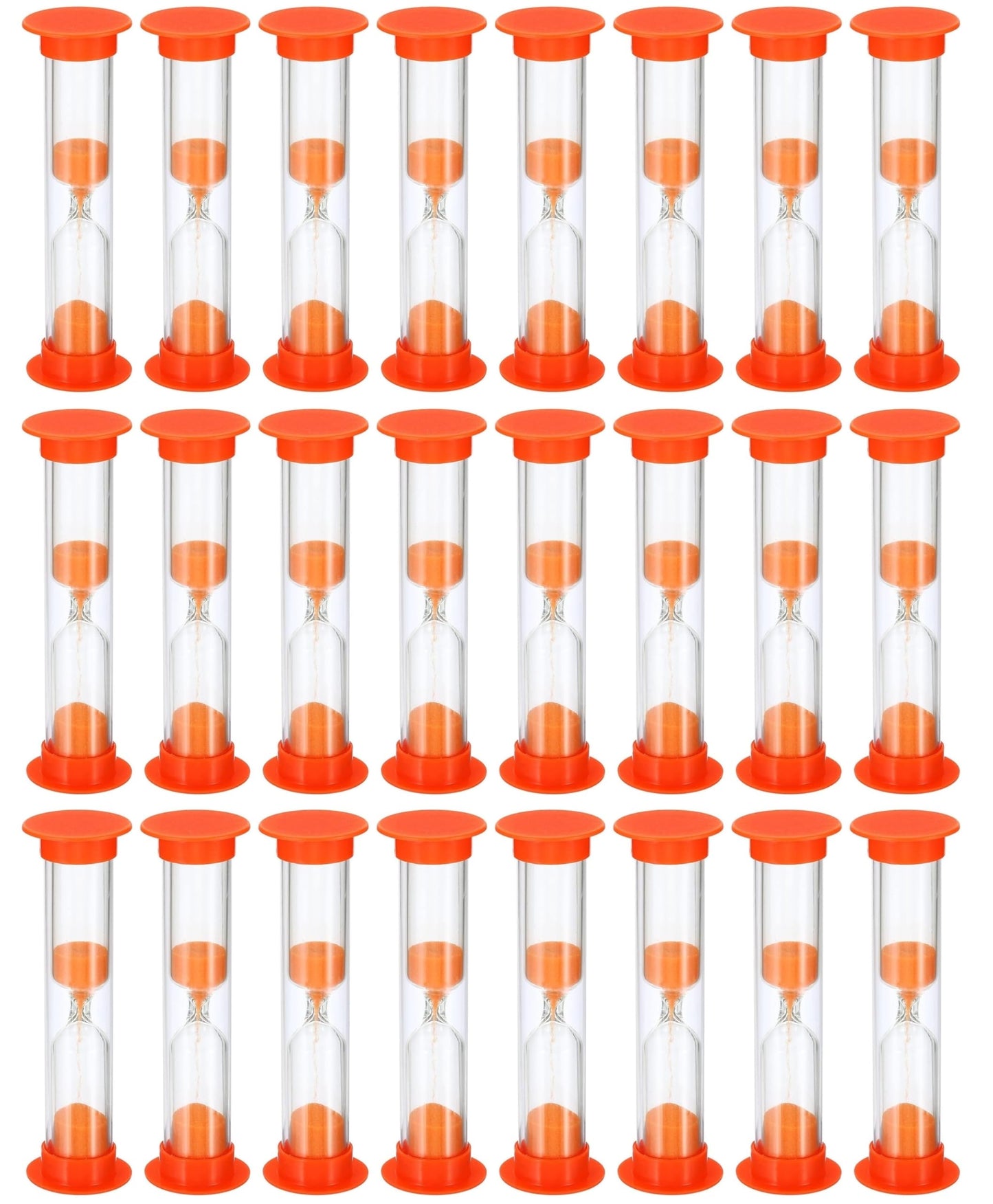 24 Pack 2 Minute Sand Timer for Kids, Hourglass Sand Clock Timer for Classroom, Games, Brushing Teeth and Exercising (Orange)