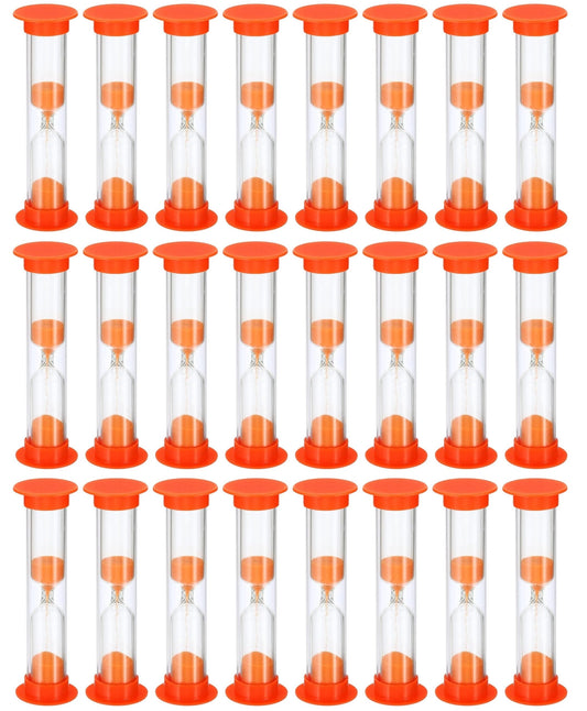 24 Pack 2 Minute Sand Timer for Kids, Hourglass Sand Clock Timer for Classroom, Games, Brushing Teeth and Exercising (Orange)