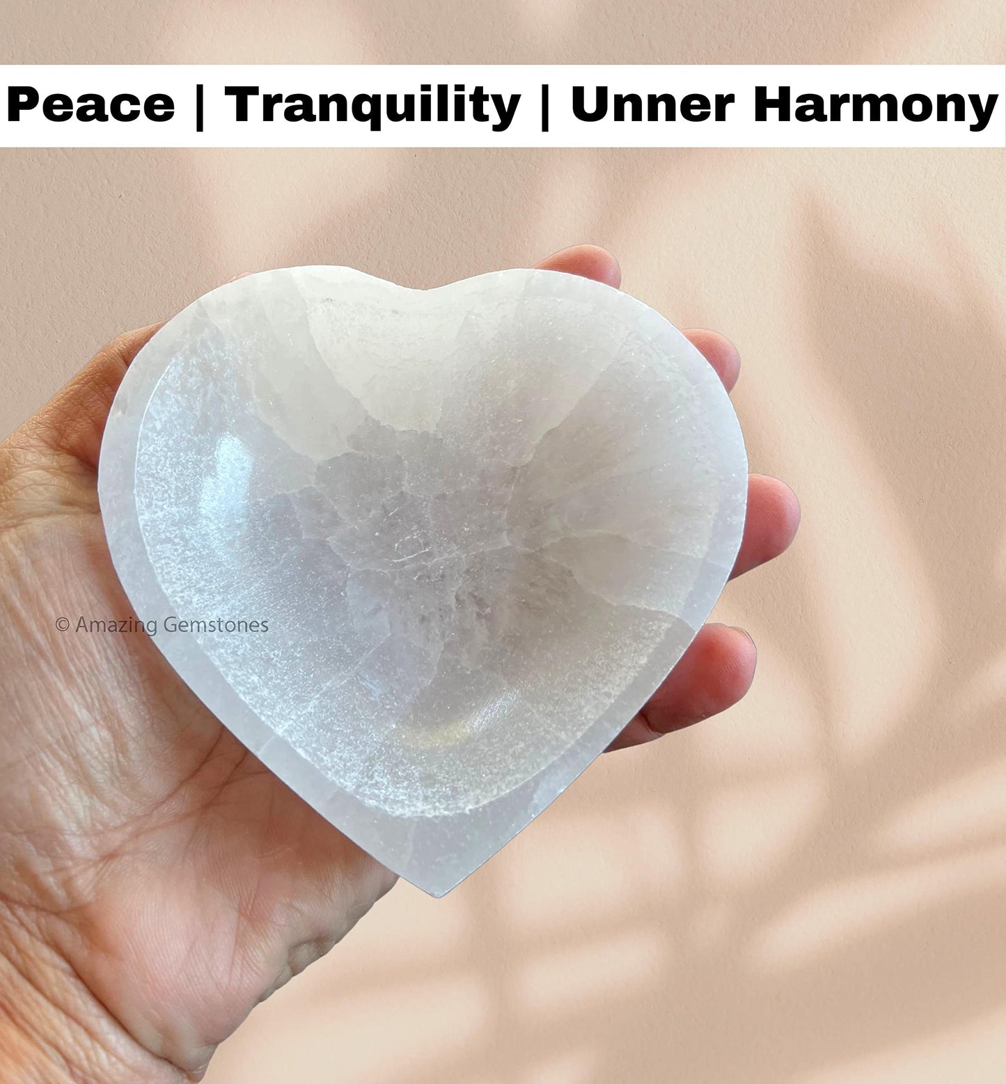 Amazing Gemstone Heart Selenite Bowl - 4" Charging Plate for Crystals & Gemstones