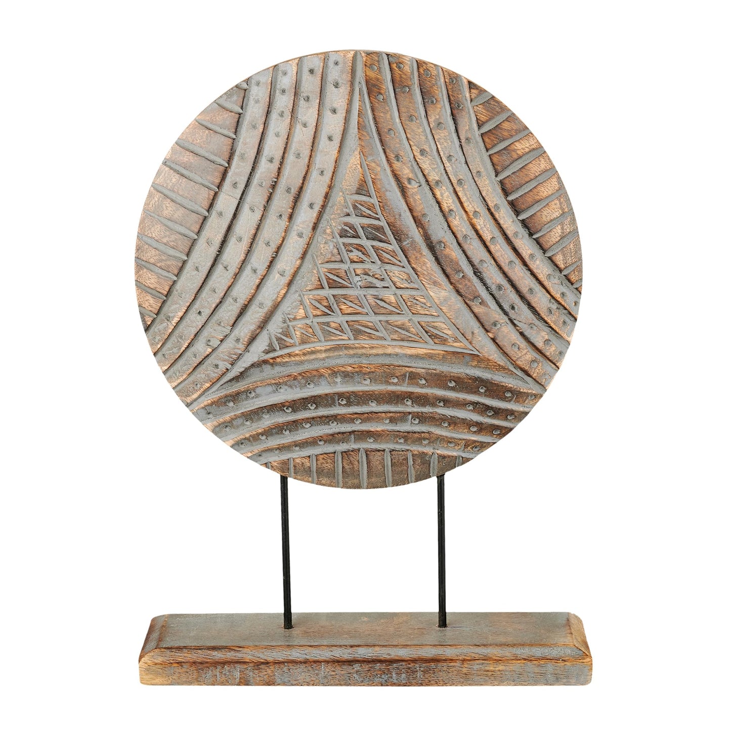 Eximious India Farmhouse Table Sculpture Home Decor Statue Mandala Carved for Modern Home 10" x 14", Living Room, Fireplace Mantel Shelf, Table and Entryway Decor Stand (Design 8)