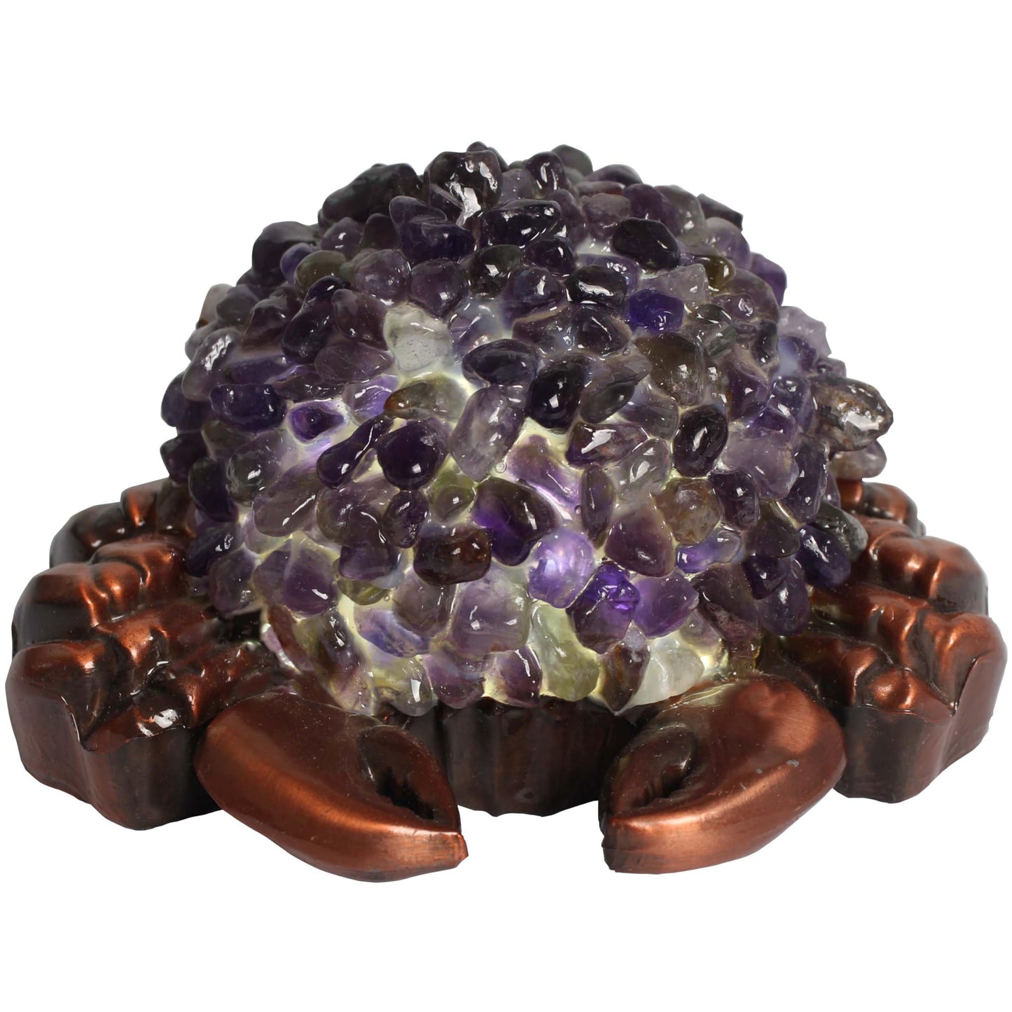 Youhot Handcrafted Amethyst Crystal Crab Table lamp, USB Powered, 3 Light Modes, Purple Shell Design, Healing Stone Decor for Home, Office (Amethyst)
