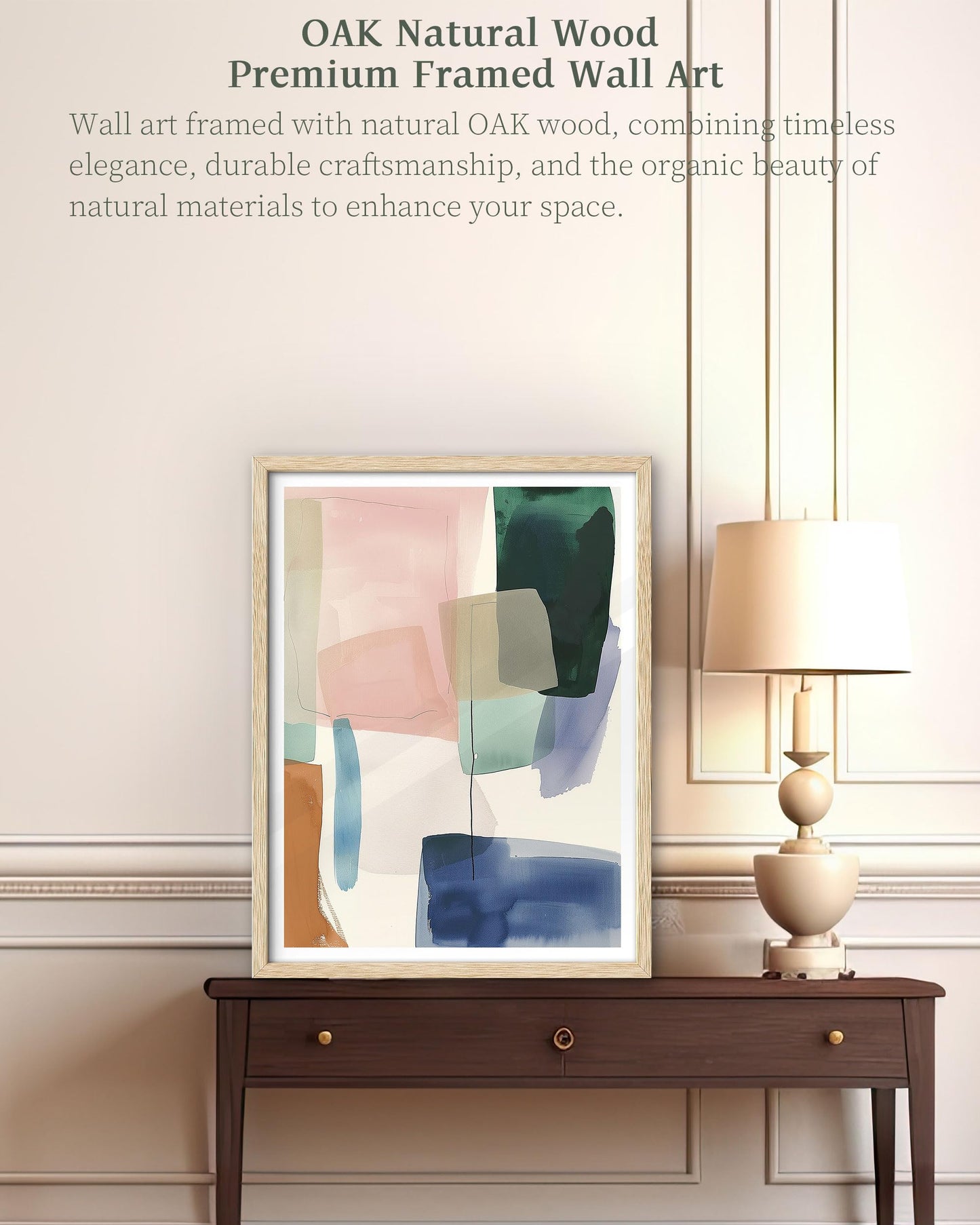 iHery 16x20in Blue Green Geometric Framed Abstract Wall Art