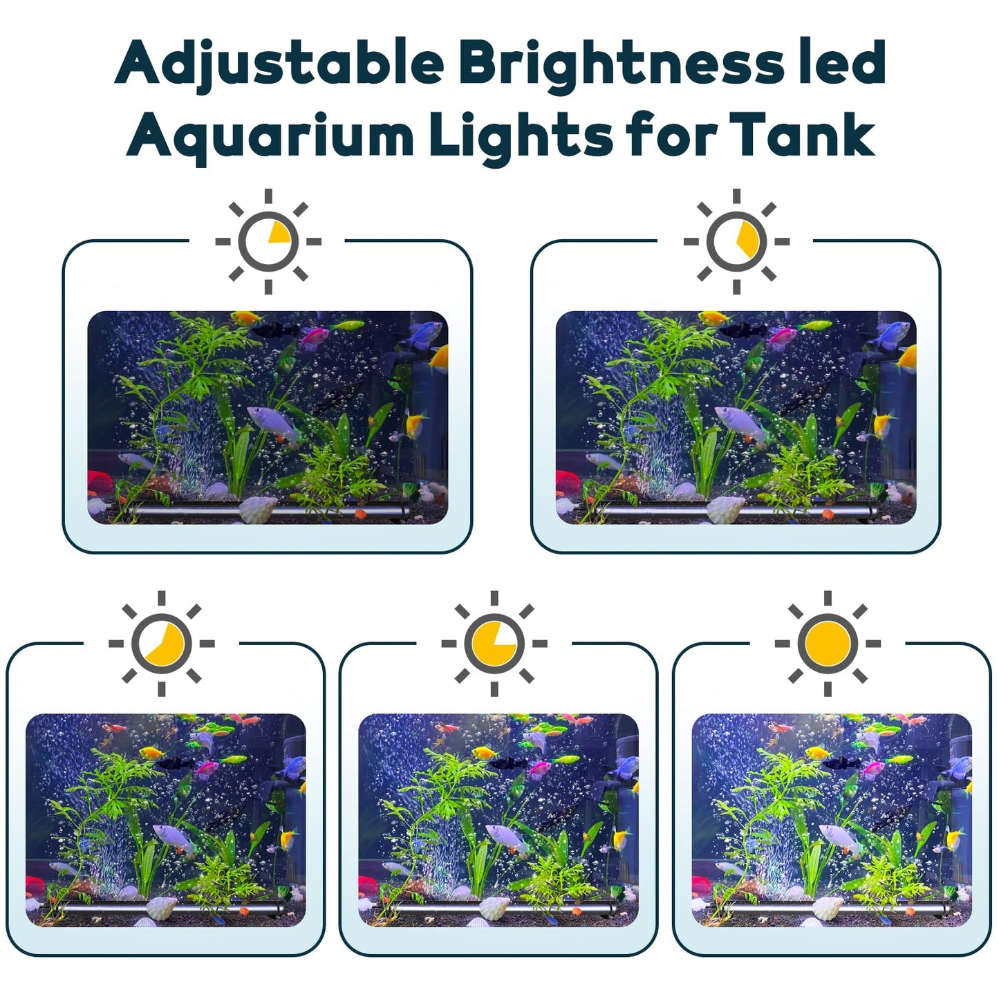 Szminiled Bubble Fish Tank Light：Ip68 Waterproof Fish Aquarium Lights with Oxygen Boost for 12-17 inch Saltwater Freshwater Tanks -Submersible Led Lights with Remote for Aquatic Pet Plants Lovers
