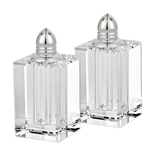 Badash Crystal Salt and Pepper Shakers Set - 3.5" Crystal Glasses with Gold Tops