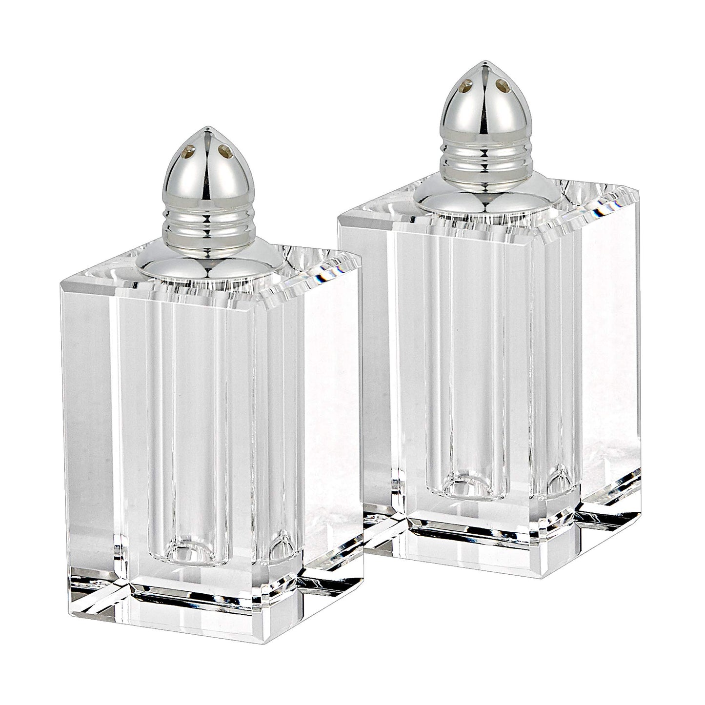 Badash Crystal Salt and Pepper Shakers Set - 3.5" Crystal Glasses with Gold Tops