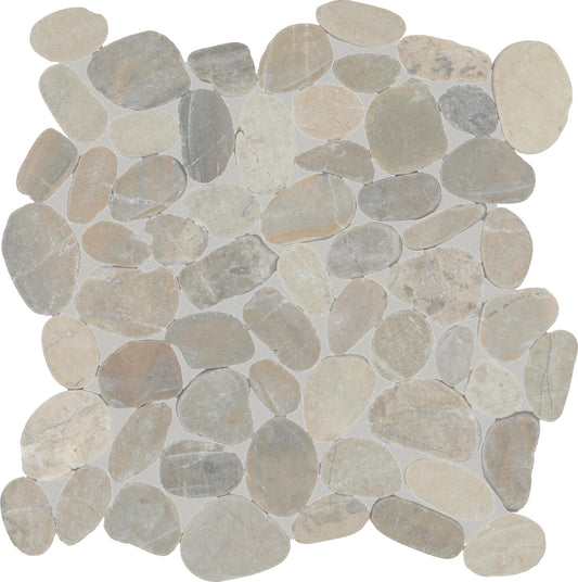 Daltile Pebble Oasis Natural Stone Flat Pebble Mosaic in Tumbled Coal (11 PC per Carton) (10.78 SQFT per Carton)