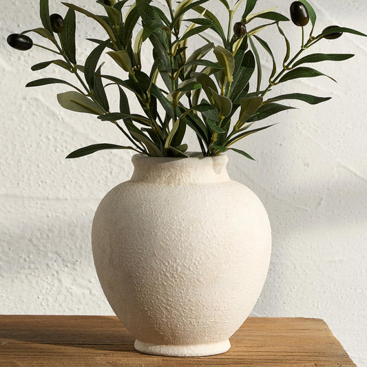Ceramic Flower Vase, Flower Vase Rustic Farmhouse Decorative Vase Floral Pottery Vases for Home Decor Table Living Room Entryway Mantel Bookshelf Bedroom Bathroom Kitchen - 6.7" W