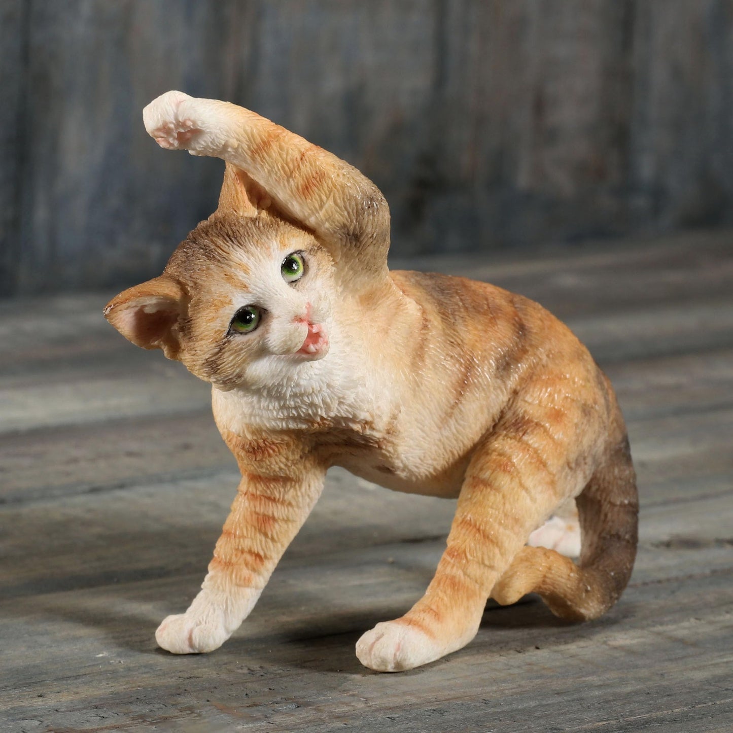 Veronese Design 3 1/2 Inch Yellow Tabby Yoga Cat Twist Pose Resin Animal Miniature
