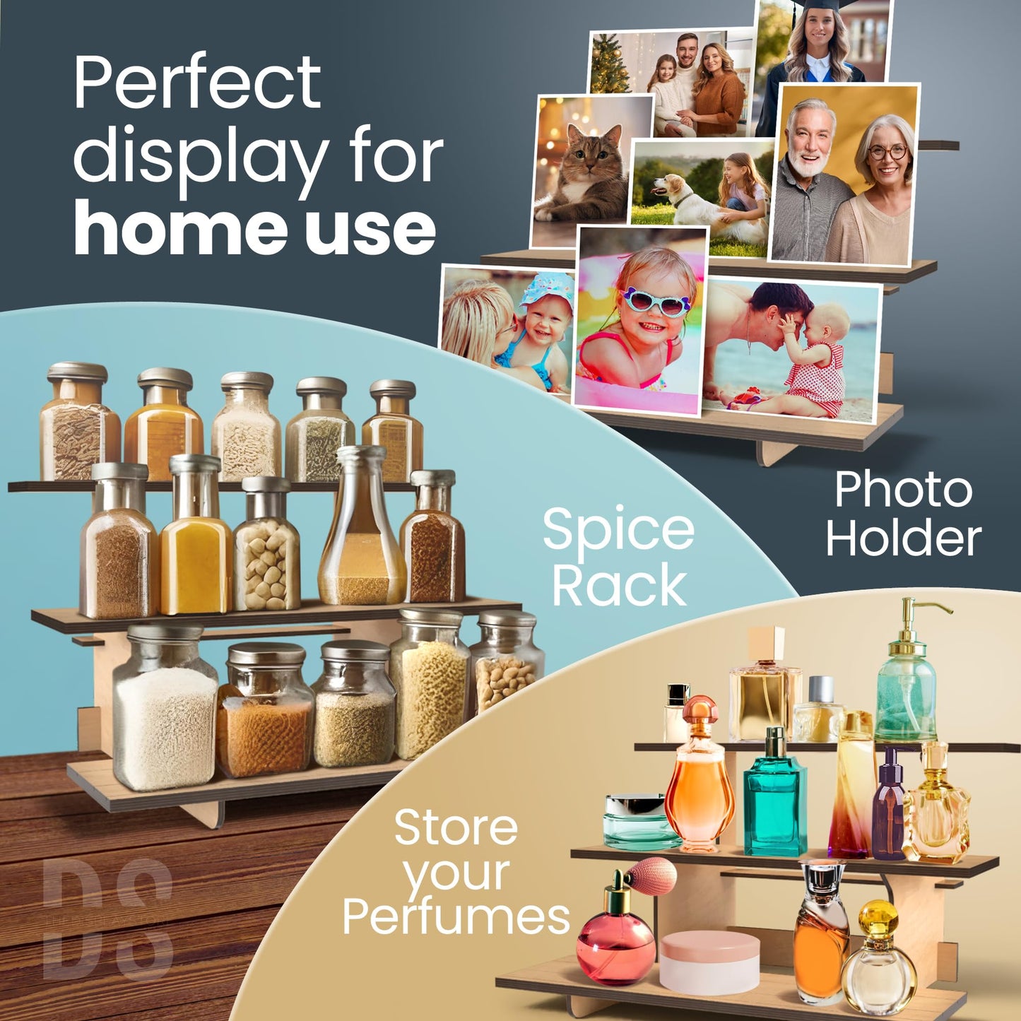 Straight Natural Wooden Tiered Display Stand, Portable Products Display Shelf, Jewelry Display, Card Display Rack, Display Risers, Altar Shelf, Display Stand for Vendor Events, Retail, Craft Shows