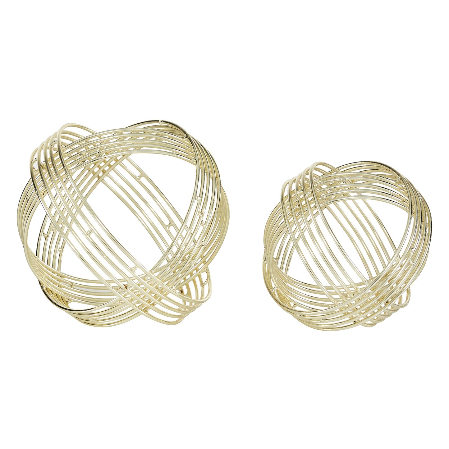 Deco 79 Metal Geometric Decorative Sculpture Layered Orb Home Decor Statues, Set of 2 Accent Figurines 9", 7"W, Gold
