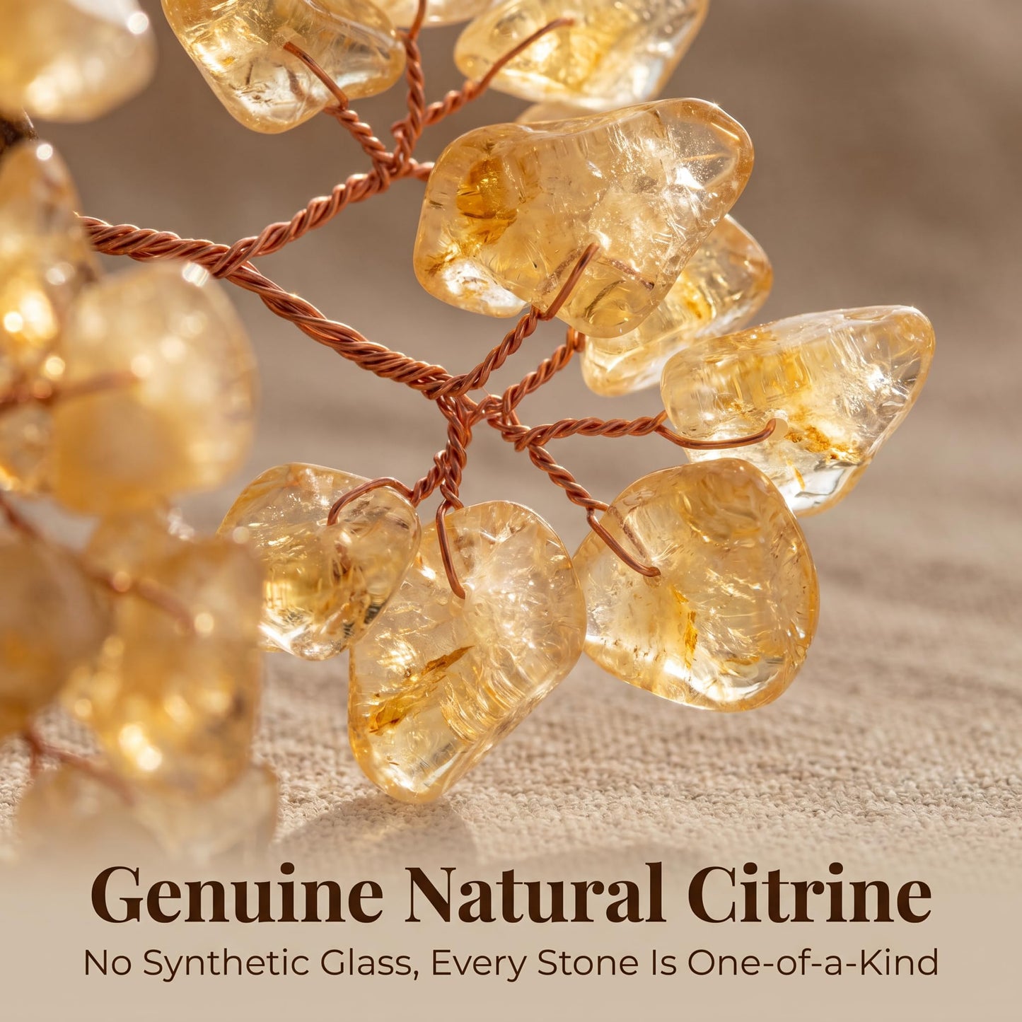 Fatonio Natural Crystal Citrine Bonsai Tree Feng Shui Decor for Home Office
