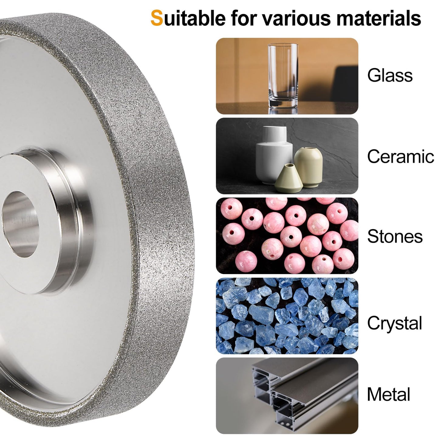 HARFINGTON Diamond Lapidary Wheel 6 Inch x 1 Inch Arbor Hole 120 Grit Grinding Wheels for Stone, Marble, Glass, Ceramics, Crystal, Carbide, Steel