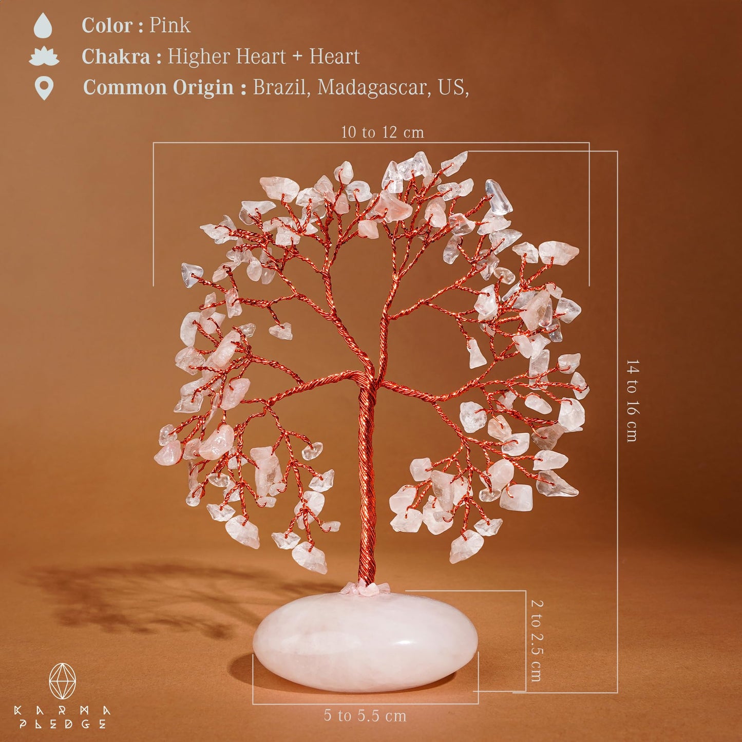Rose Quartz Crystal Tree of Life Birthday Gifts for Women Mom Sister Friends, Feng Shui Chakra Tree for Positive Energy, Good Luck, Money, Reiki Healing, Aesthetic Home Office Desk Room Table Decor