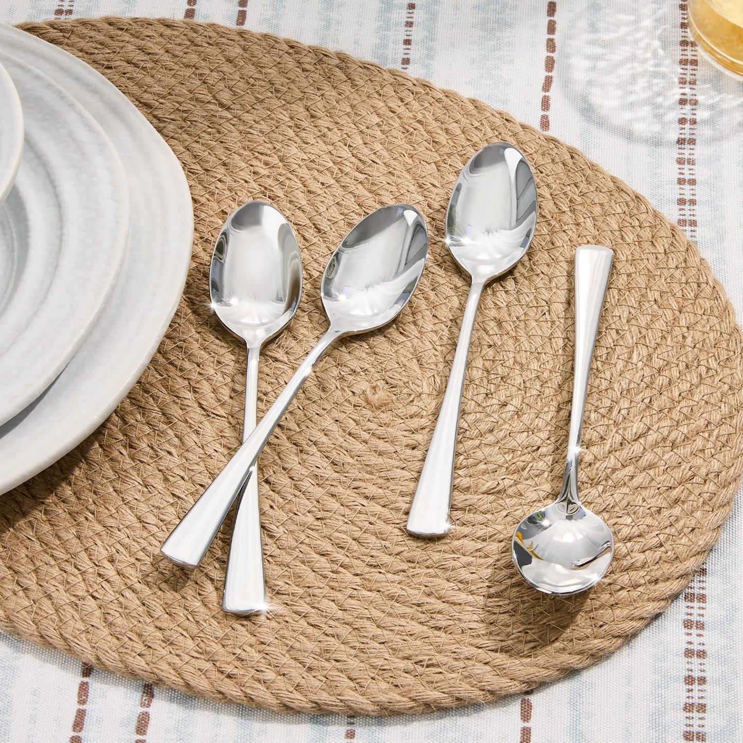 KINGSTONE 12-Piece Teaspoons & Dessert Spoons, 18/10 Stainless Steel Metal Spoons, Mirror Polished, Dishwasher Safe, 6.86-inch, for Home, Cafes, Weddings, Parties, Restaurant & Gift