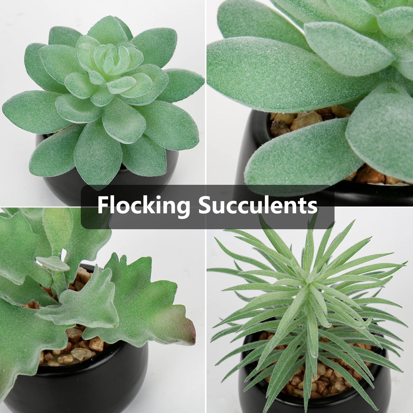 Briful 3PCS Artificial Succulents Fake Plants Mini Succulents Potted in Black Ceramic Pots Artificial Plastic Plants for Home Office Desk Farmhouse Bathroom Décor