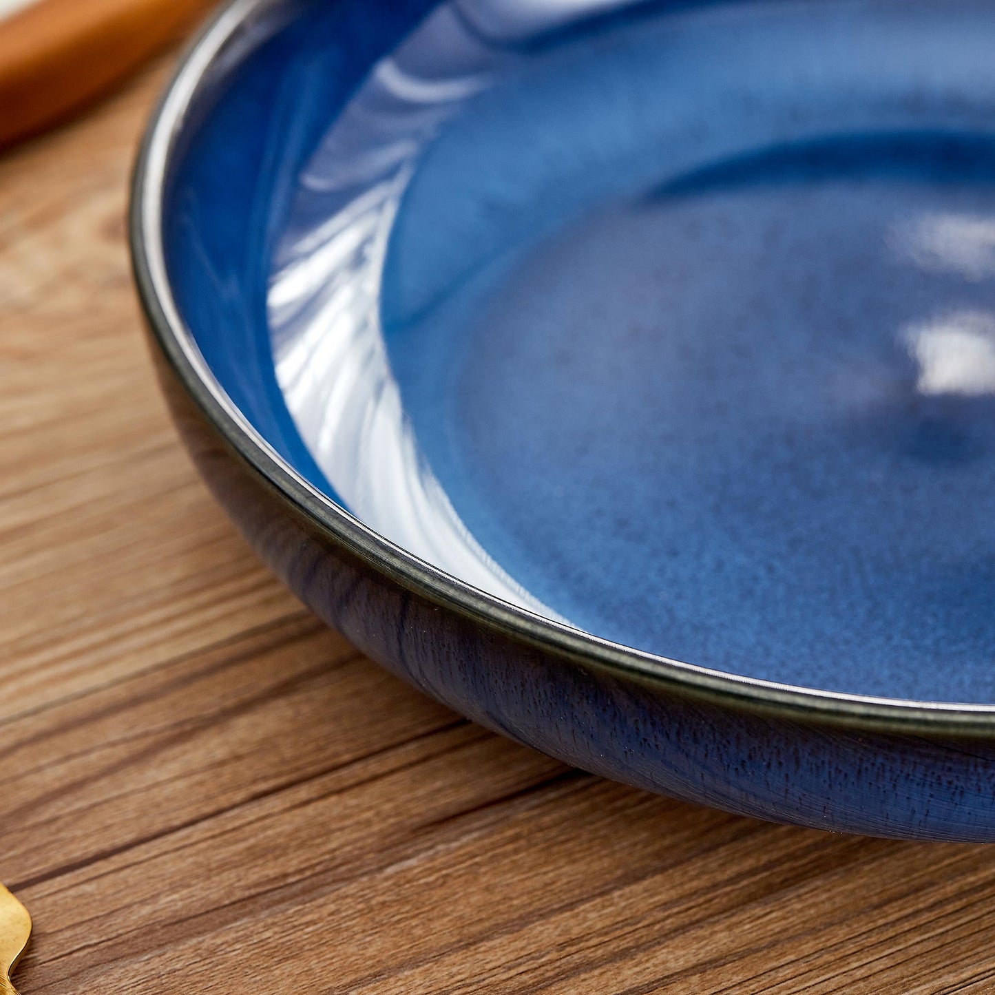Swuut Transmutation Glaze Serving Pasta Bowl,10 inch Ceramic Wide Salad Bowls,50 Ounce Large Big Fruit Bowl for Kitchen, Microwave Oven Dishwasher Safe (Blue)