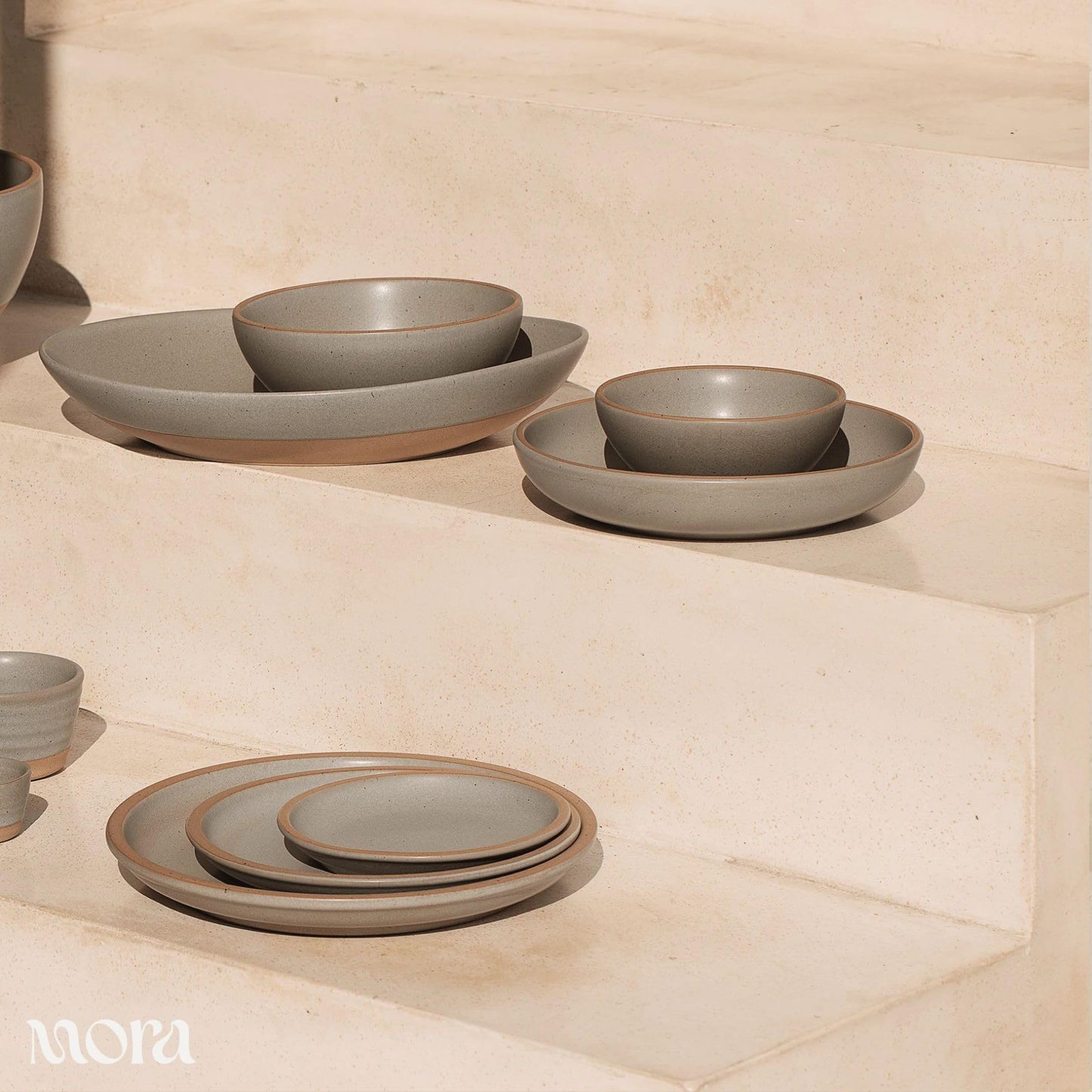 MORA Small Bowls Set of 4, 16oz Ceramic Pottery Dessert Bowls - Microwave, Oven and Dishwasher Safe - Peppercorn