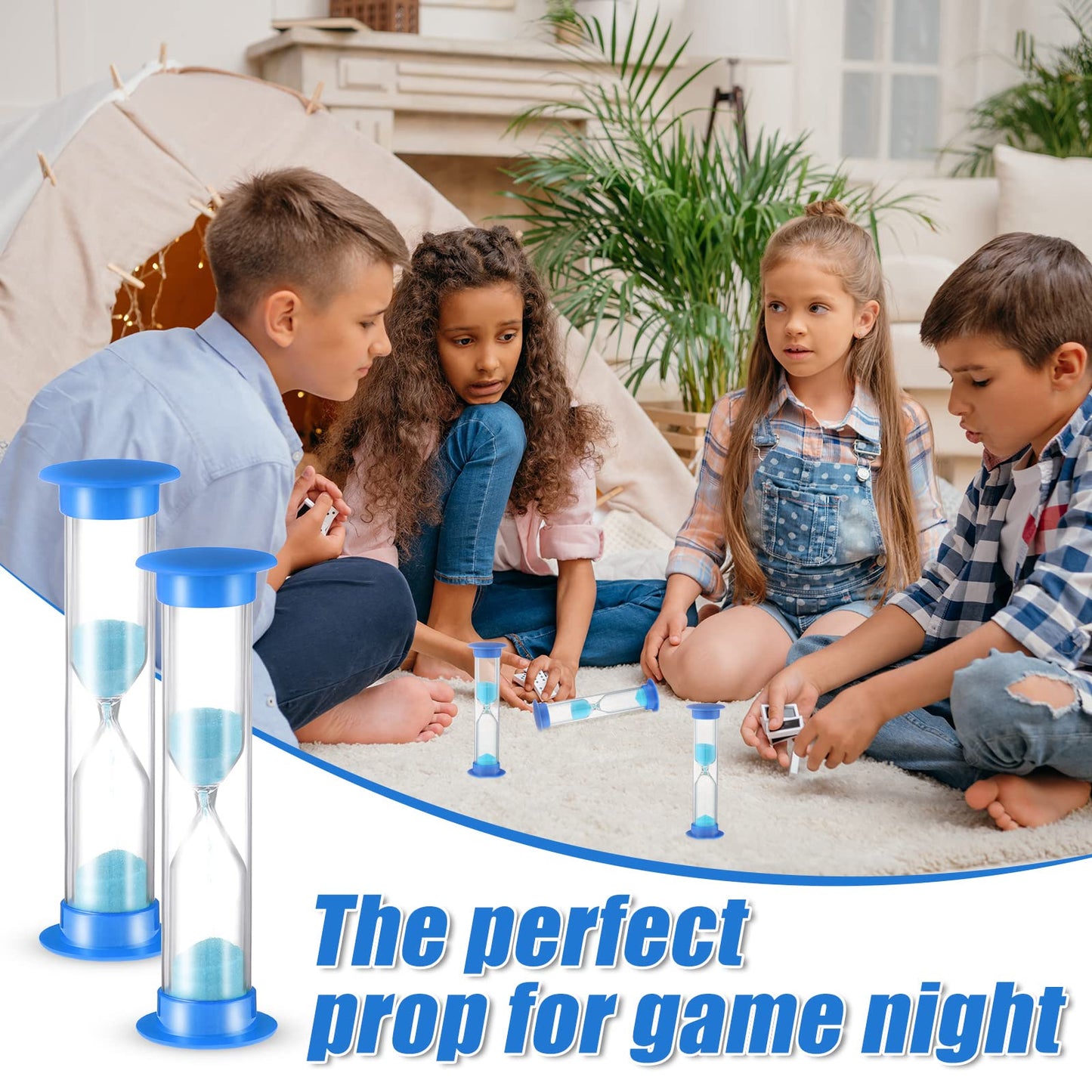Queekay 48 Pcs 2 Minute Sand Timer for Kids, Mini Hourglass Bulk Sand Clock Timer for Adult Kids in Classroom Kitchen Games Office School(Blue)