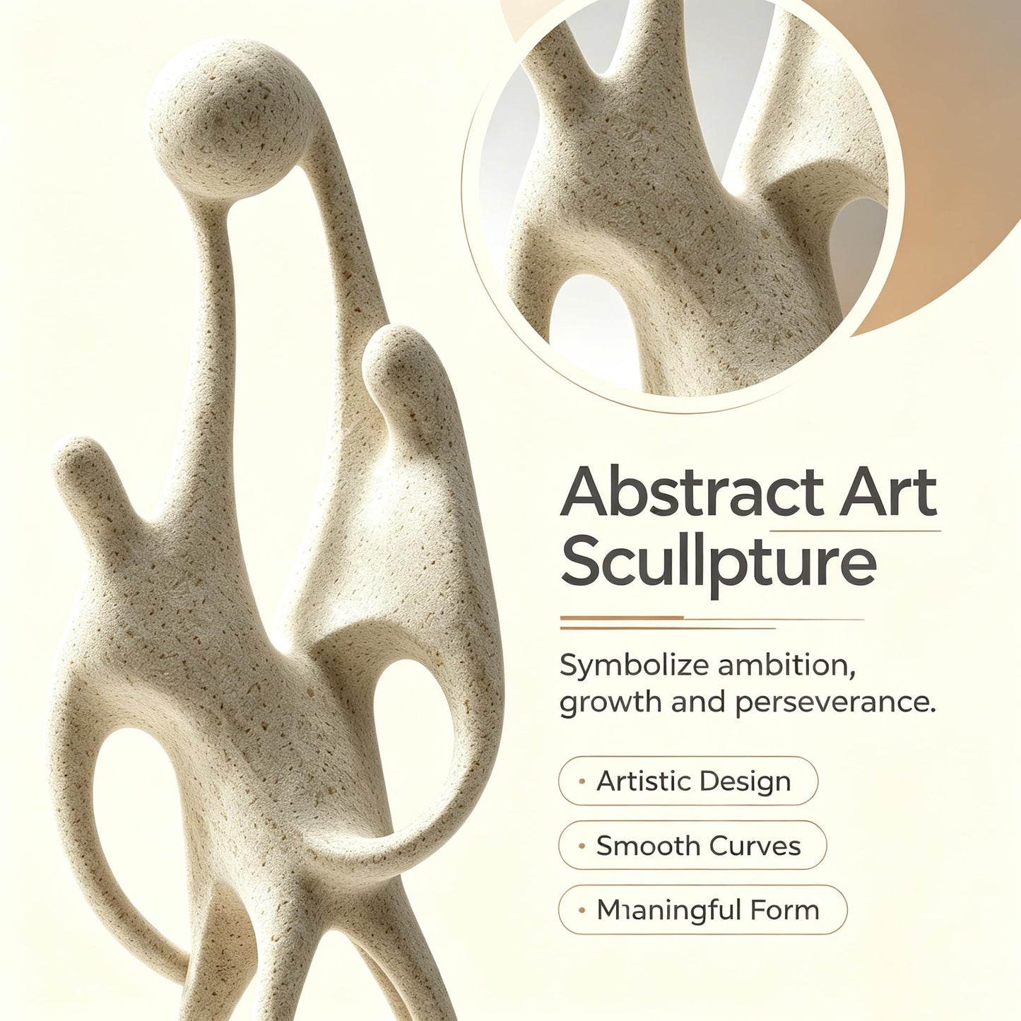 Hmusnwol Modern Statue for Home Decor Abstract Sandstone Resin Sculpture - Table Statues,Office Bookshelf Living Room Desk Decor