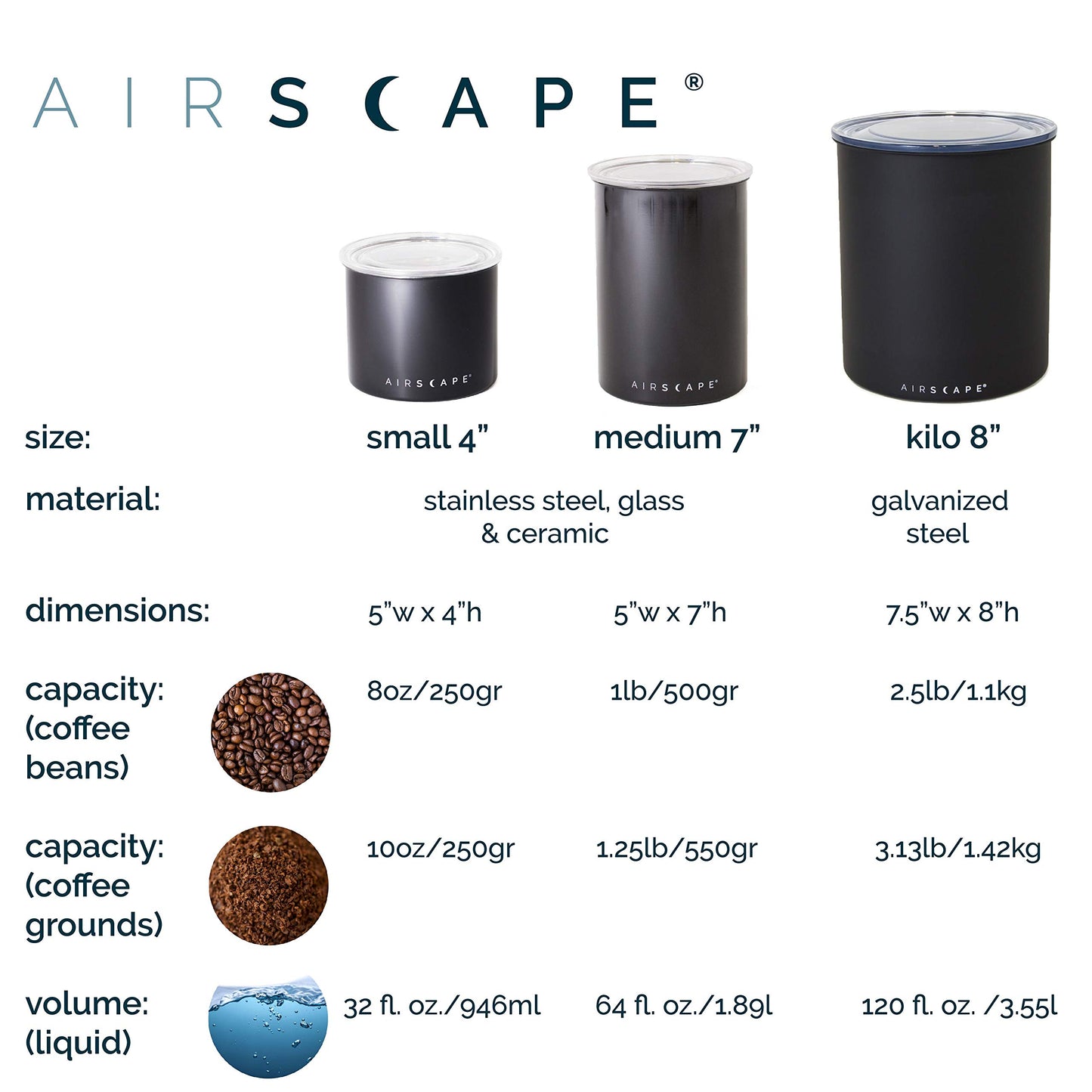 AirScape Glass Food Storage Canister - Glass Storage With US Patented Airless Inner Lid & Bamboo Top Lid - Preserves Food Freshness (Small 4-Inch)