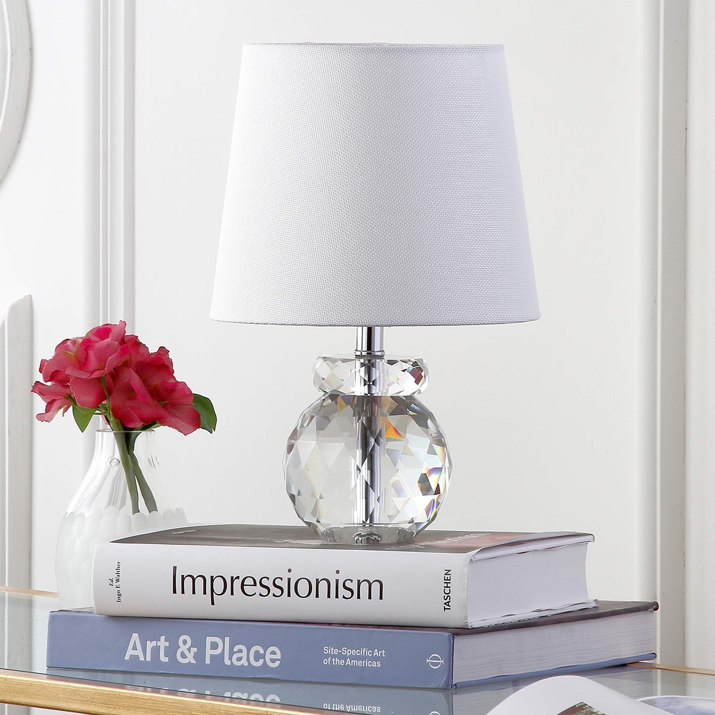 SAFAVIEH Lighting - Eunice 13-Inch Crystal Table Lamp - Clear & Off-White - Contemporary Mini-Profile Design - Ideal for Living Room, Bedroom - LED Bulb Included (LIT4367A)