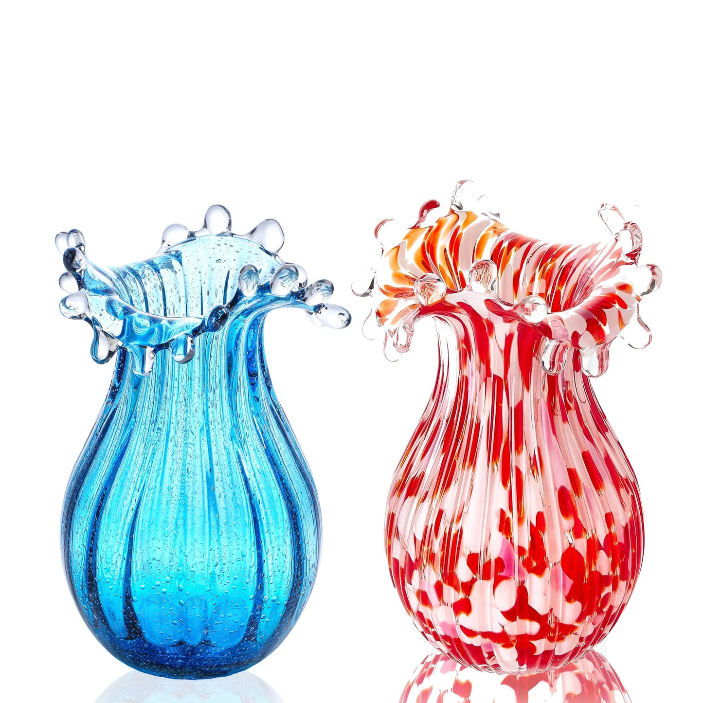 Hand Blown Glass Vase for Flowers Crystal Vases for Bouquet Home Decor Decorative Centerpieces Unique Gift for Christmas Valentines Day Birthday Housewarming Mothers Day