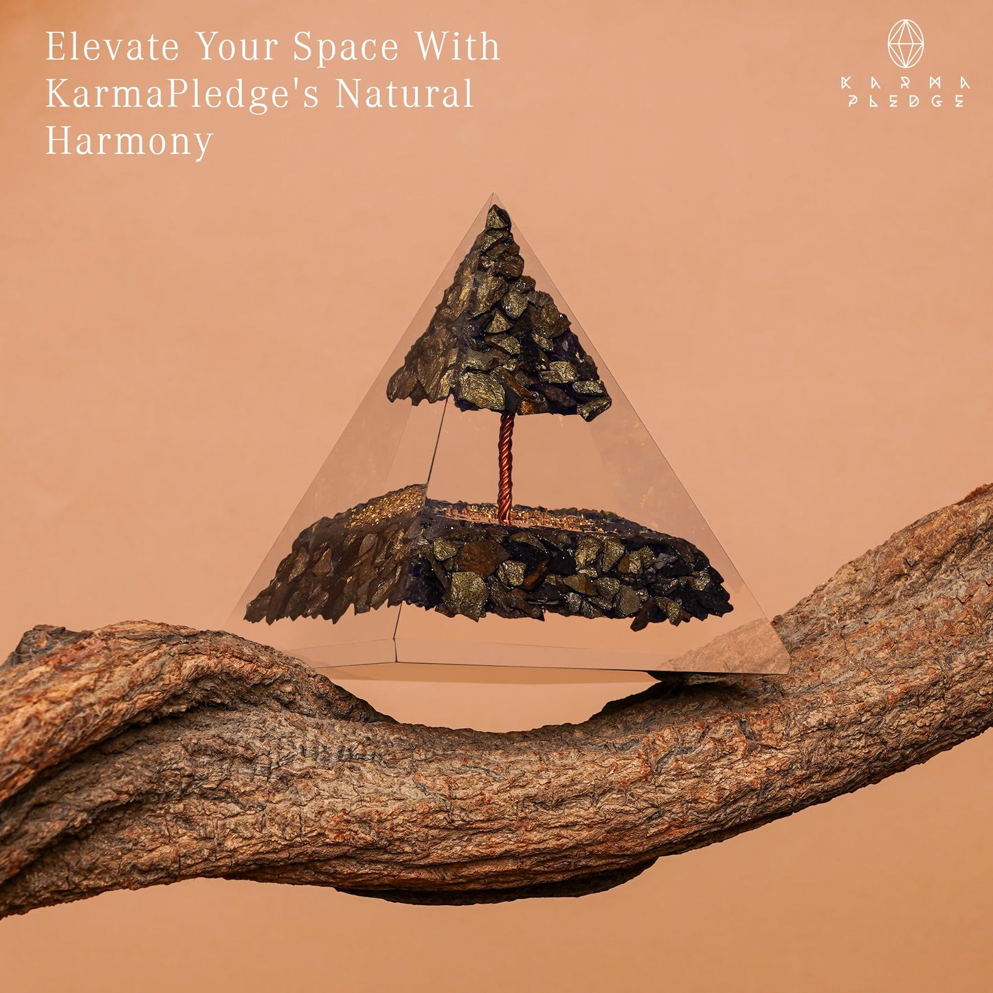 Chakra Healing Crystal Pyramid, Unique Birthday Gifts for Womens, Mom, Love One, Pyrite Tree of Life Orgonite Orgone Pyramid for Meditation, Balance, Positive Energy, Success, Office Décor